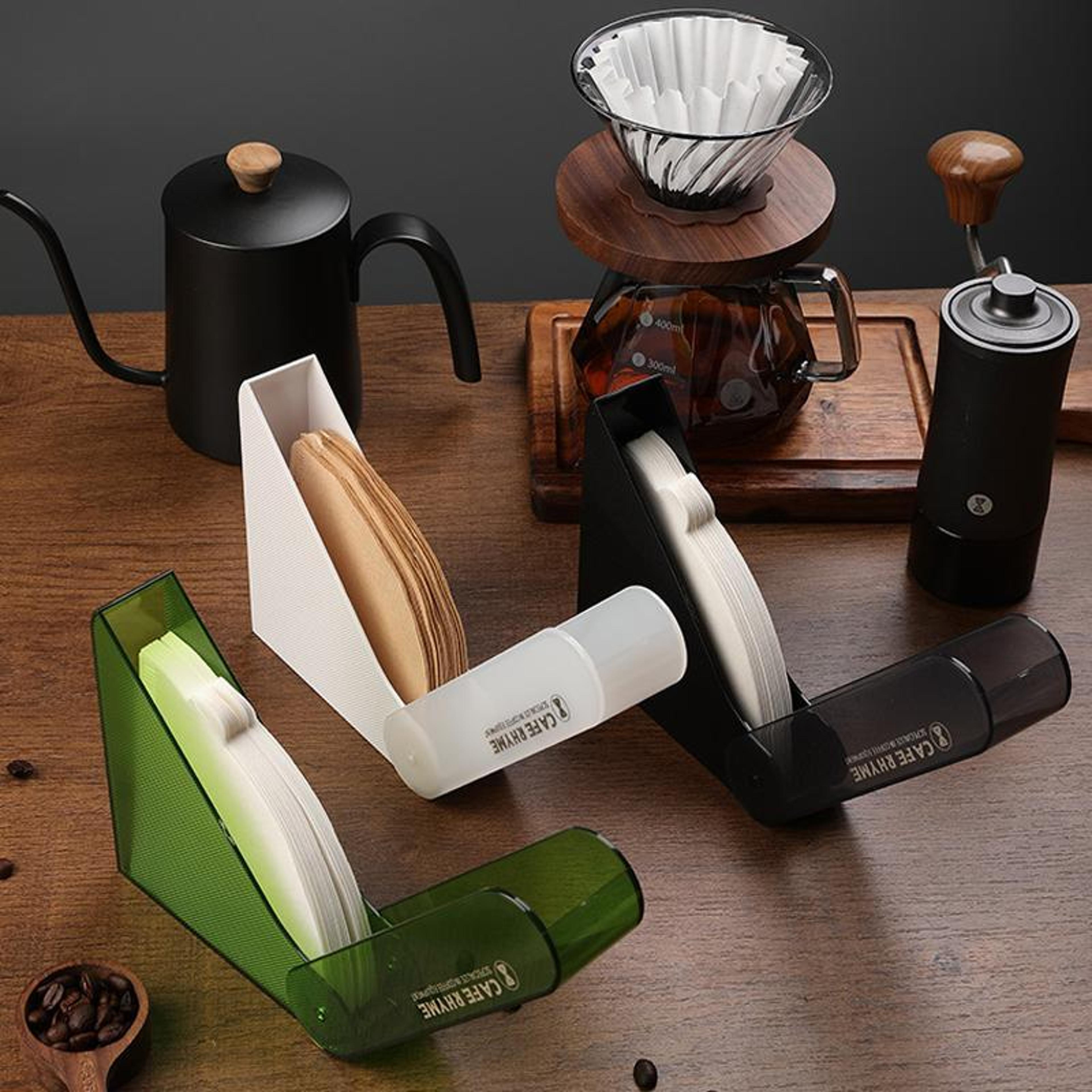rotating acrylic coffee filter holder box with lid large capacity coffee filter storage container