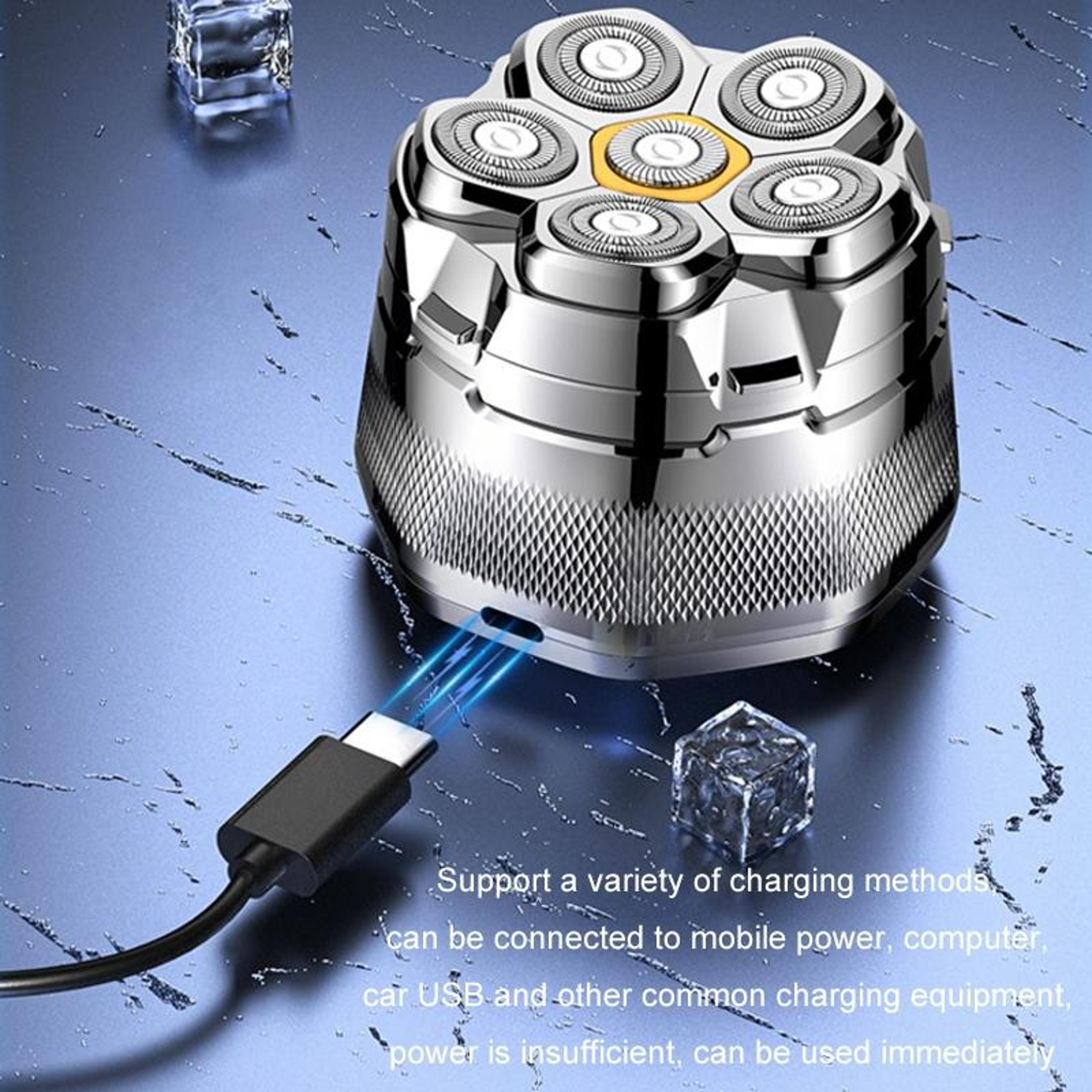 6 blade electric shaver with magnetic head, usb rechargeable waterproof razor for men