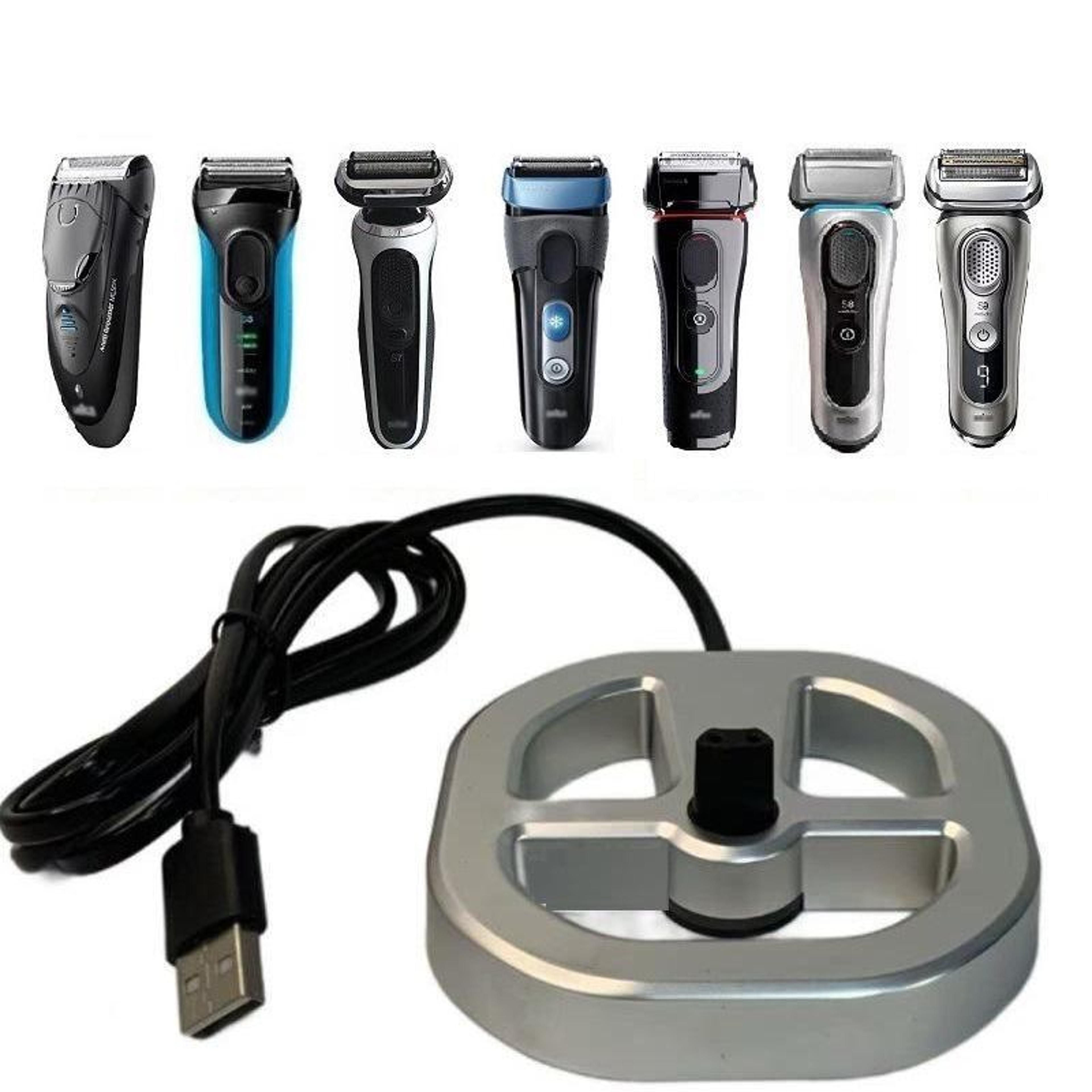 universal usb charging base & replacement charger for braun series shavers