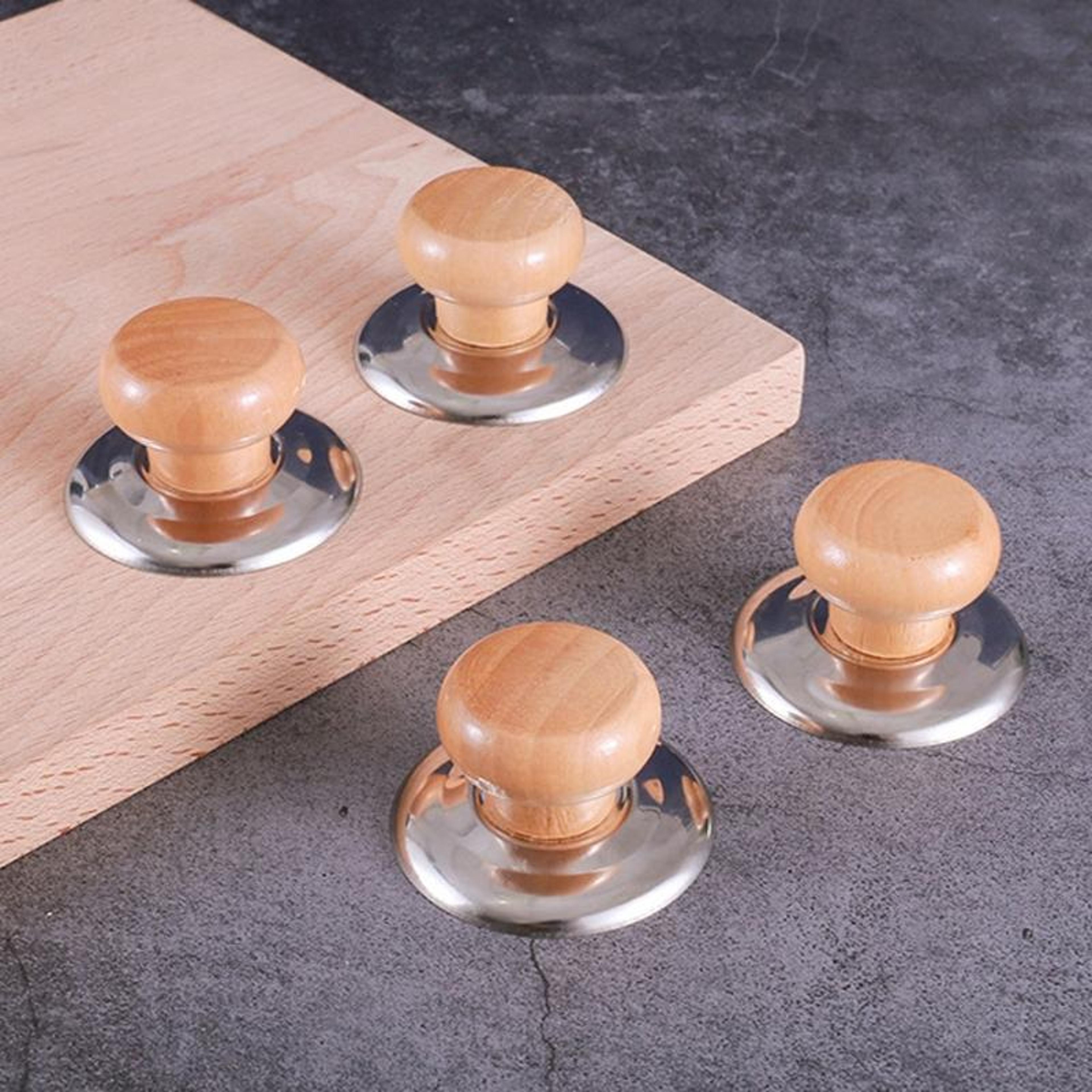 stainless steel and wood pot lid handle replacement set non slip heat resistant knob
