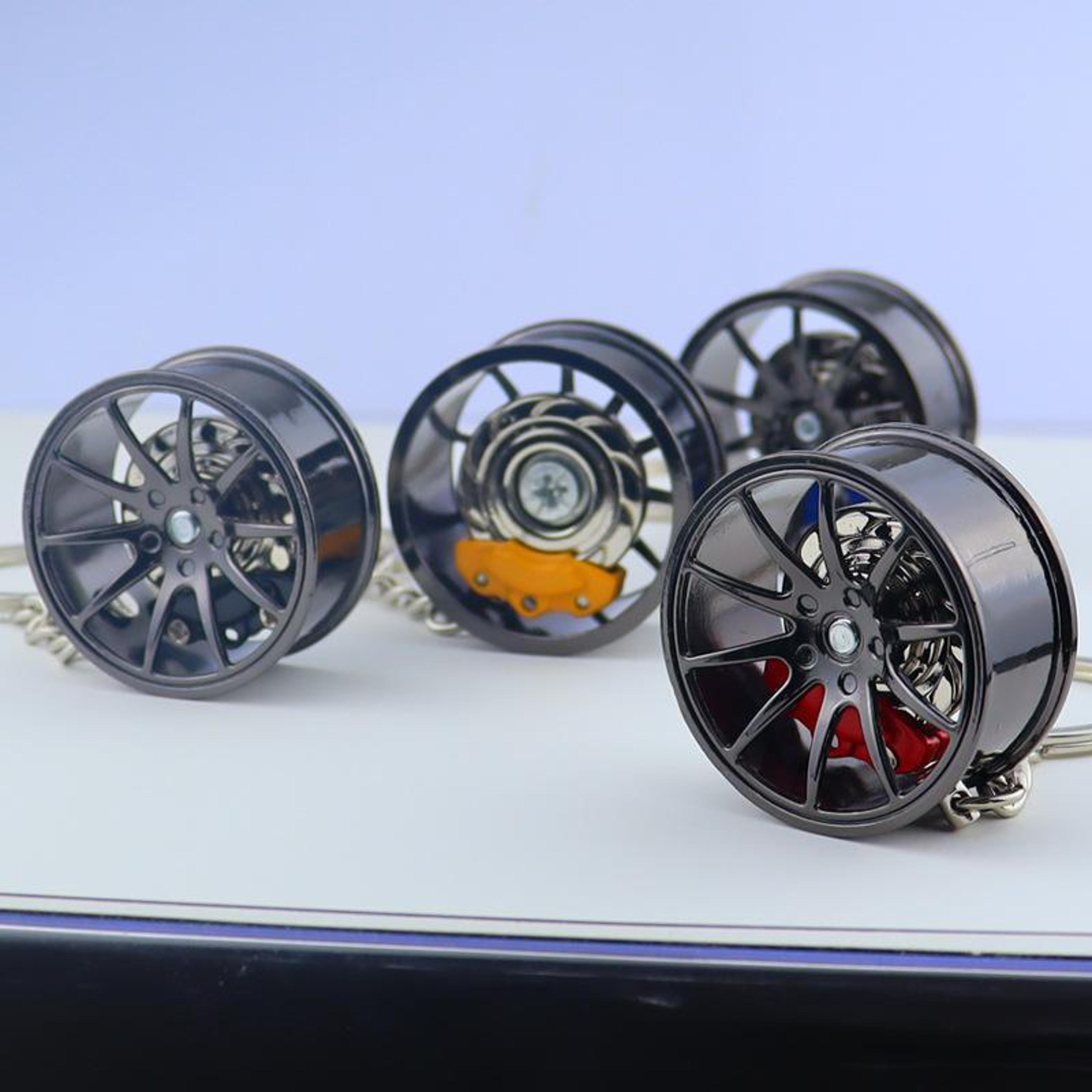 brake disc keychain metal wheel hub pendant durable car lover gift