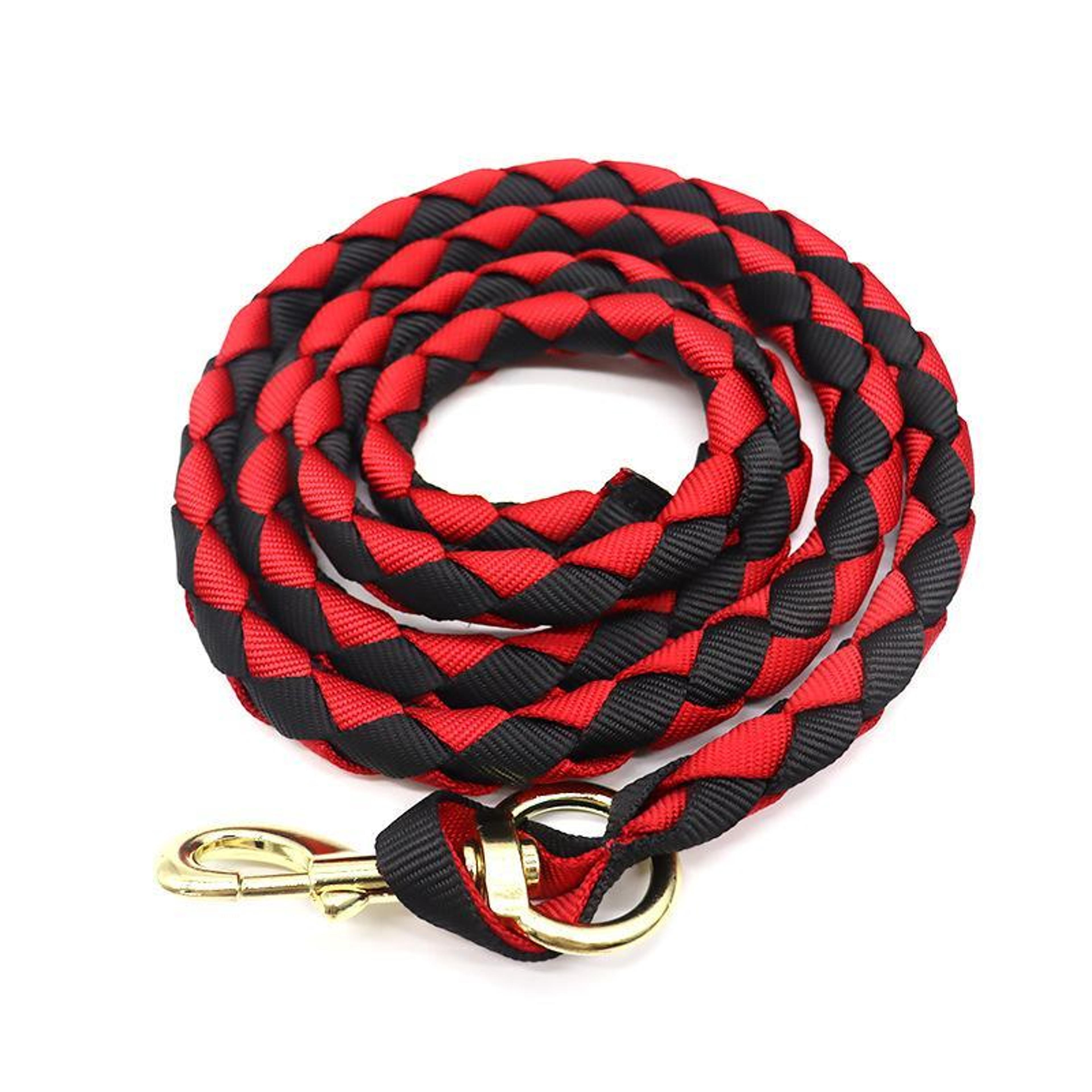 premium hand braided horse lead rope with durable woven webbing reins