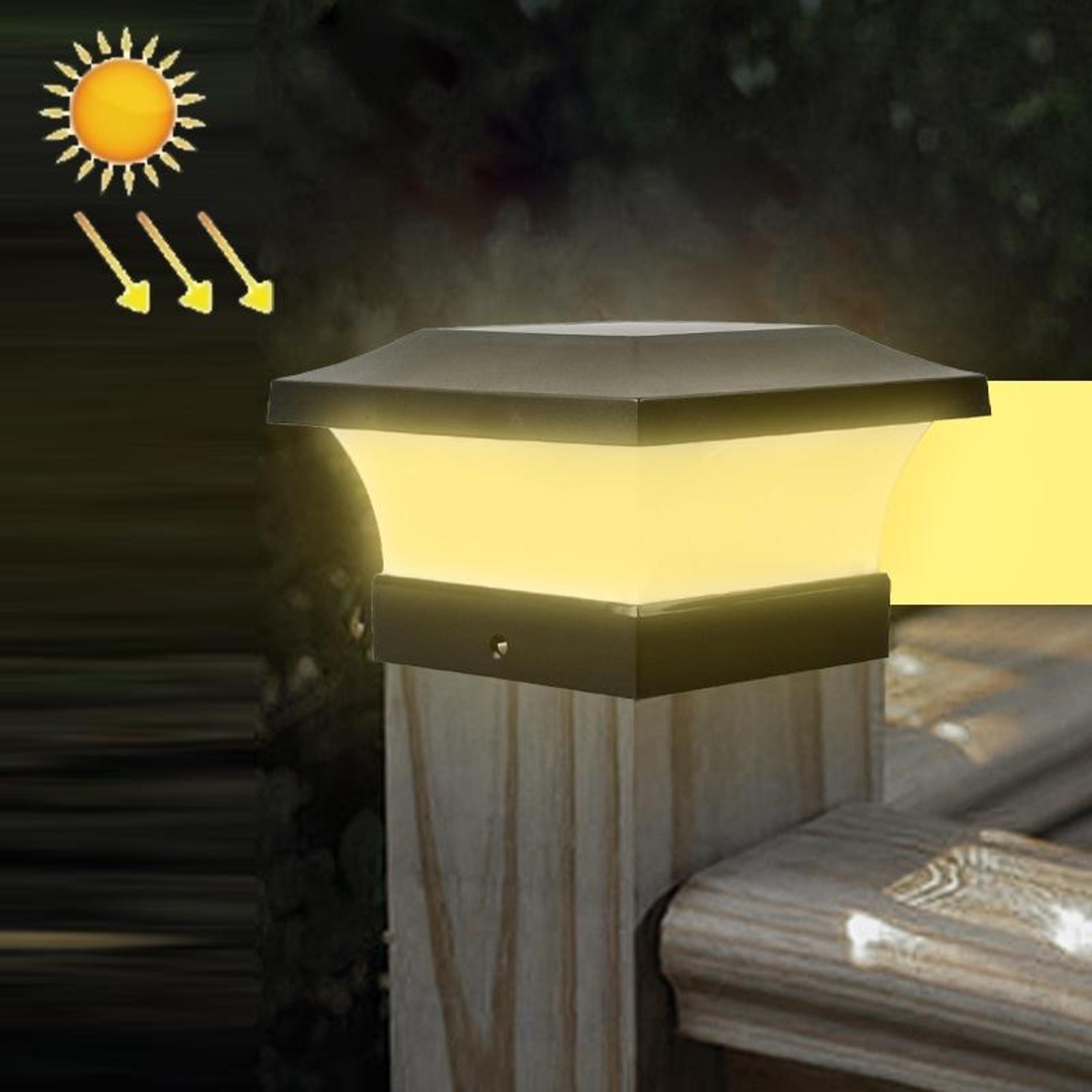 solar led waterproof outdoor column light for garden fence patio and courtyard decor