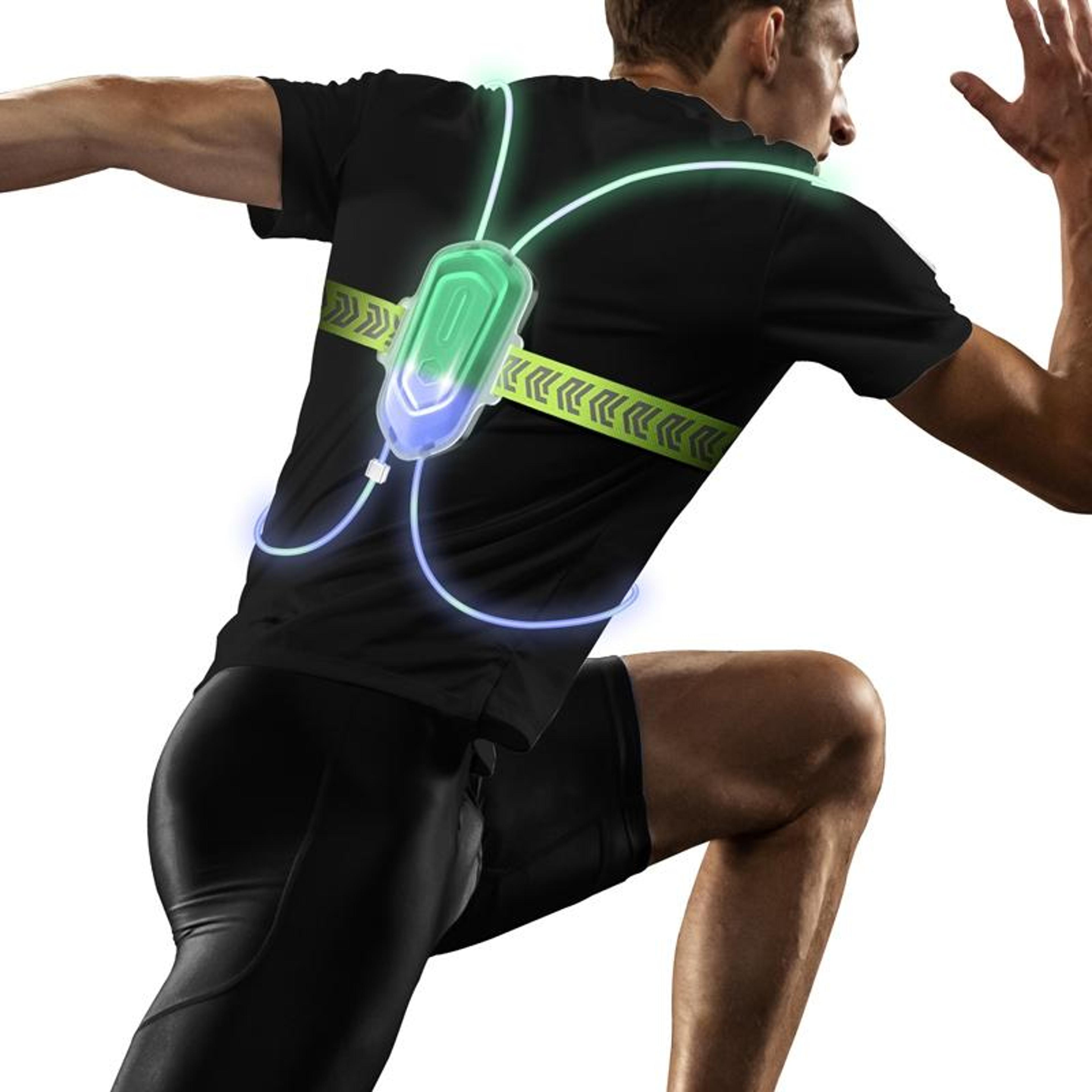 led running safety vest with usb rechargeable front & rear lights