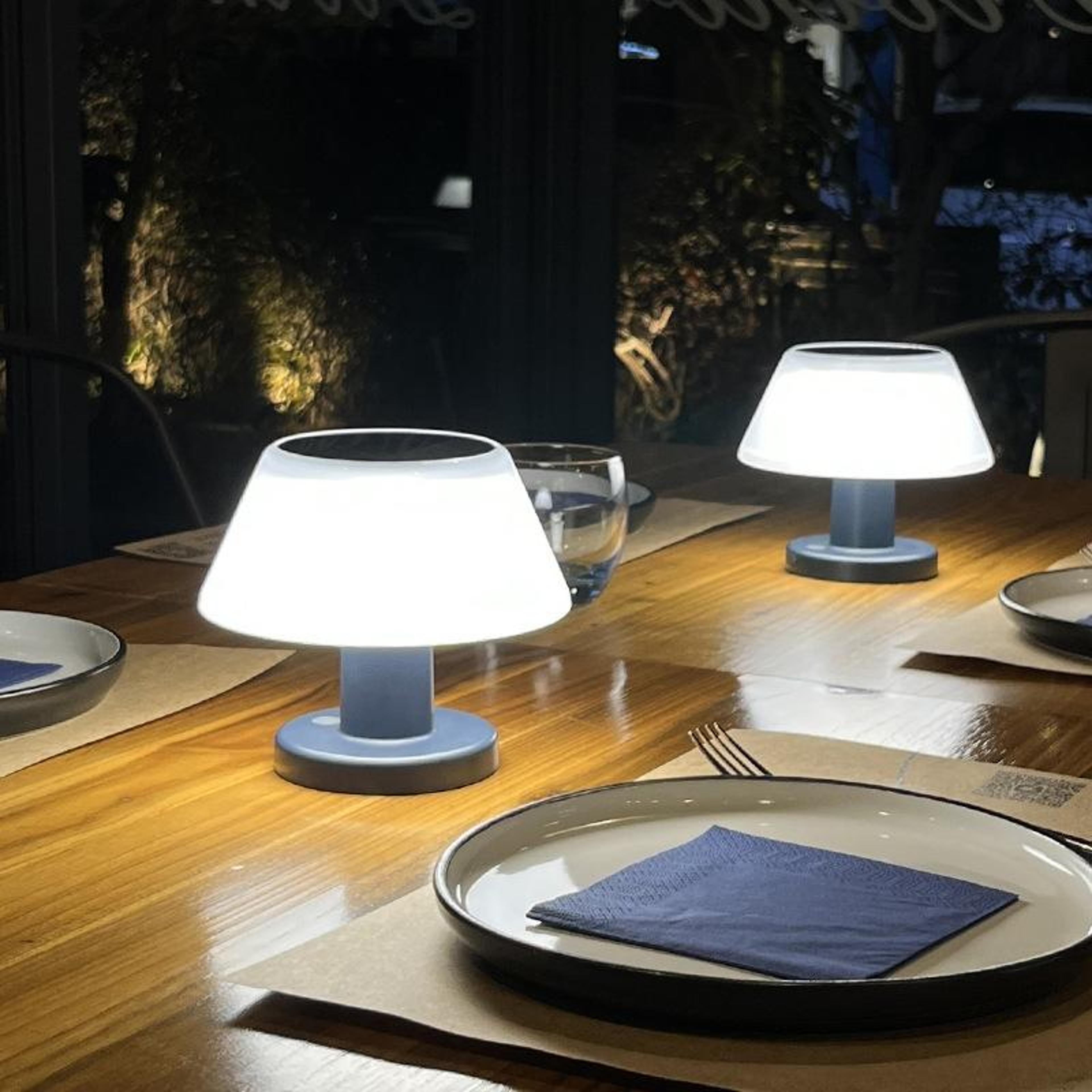 solar glow outdoor table lamp for patio dining, camping & ambient night lighting