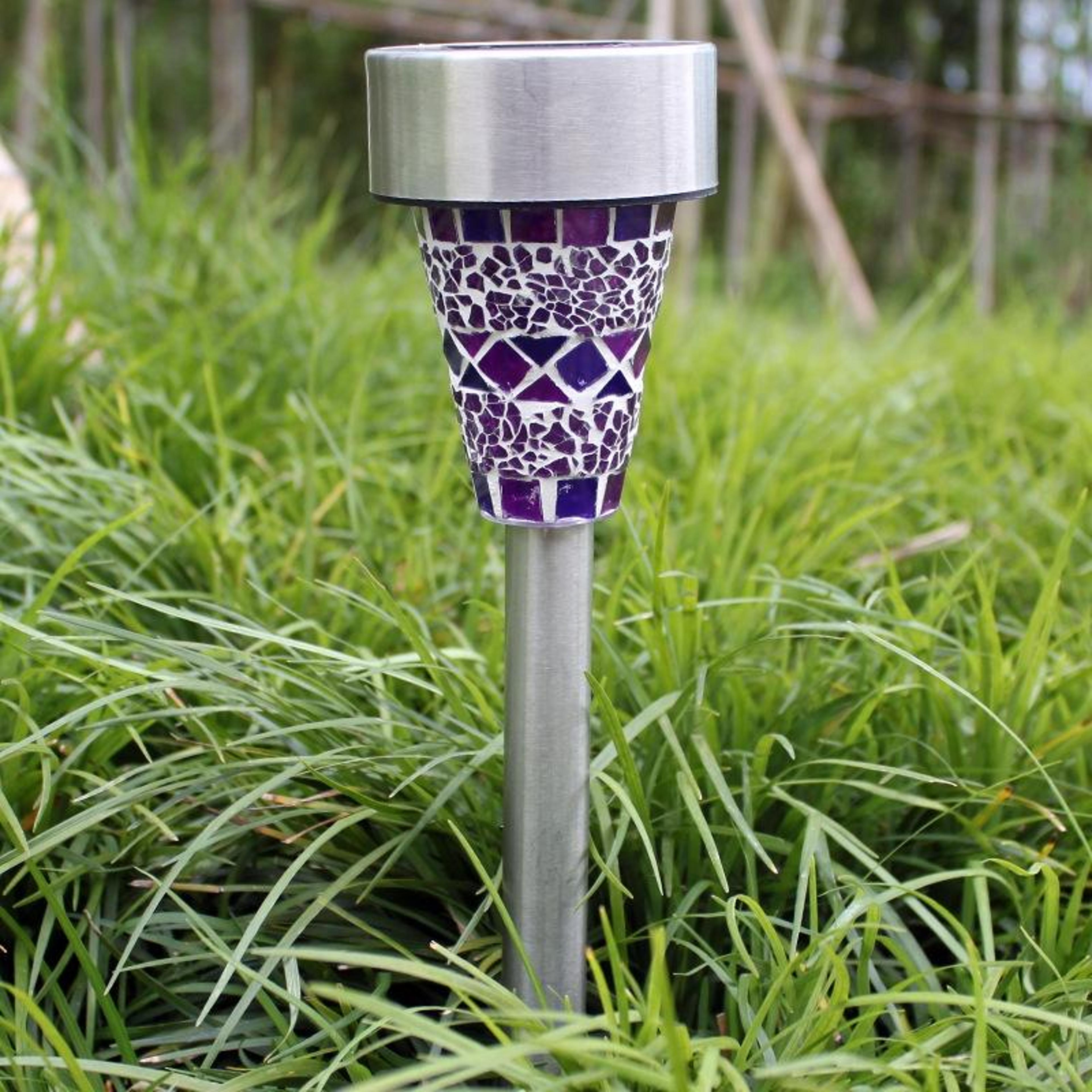 solar mosaic garden wall lights ip65 waterproof led pathway decor