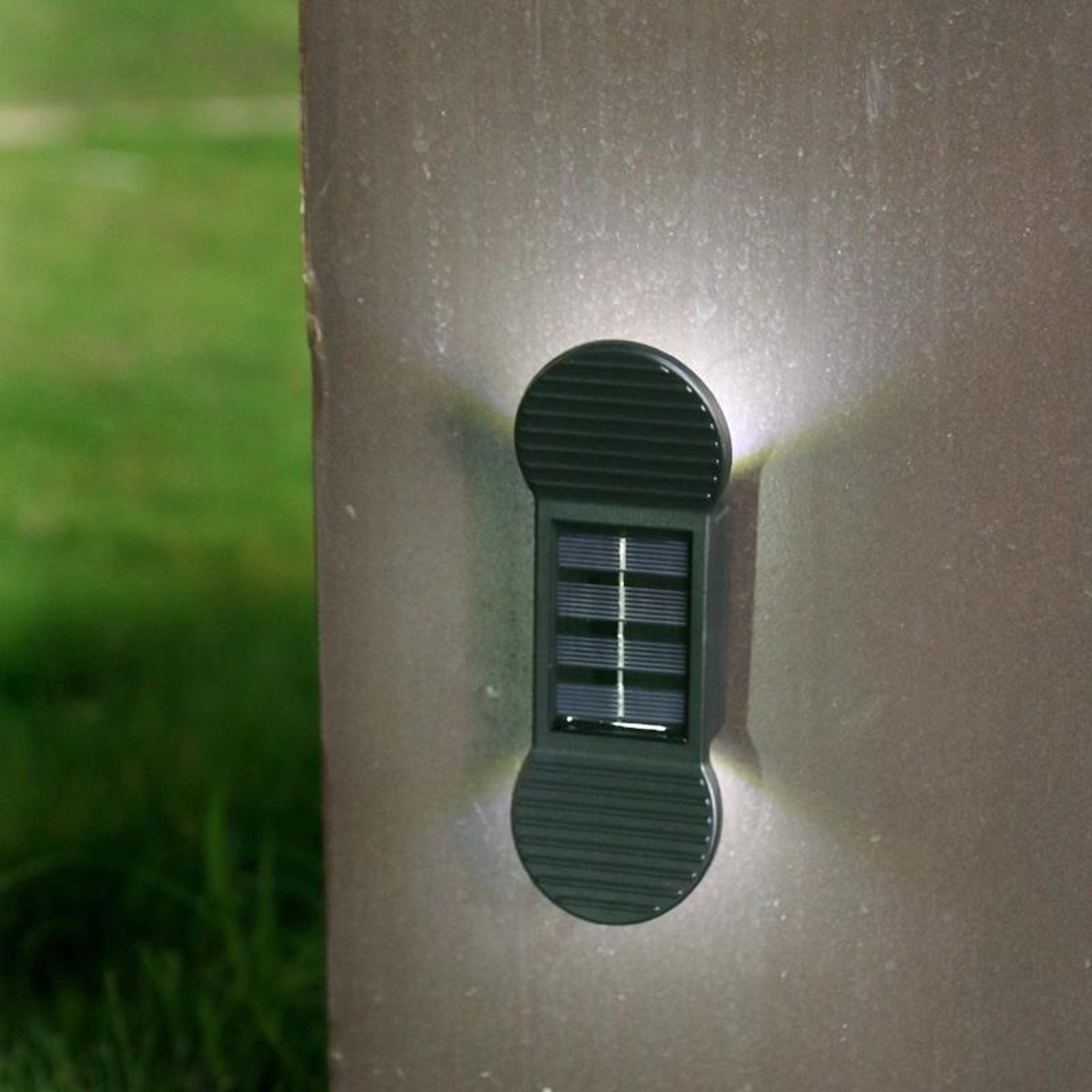 solarglow ip65 solar garden lights outdoor waterproof led wall lamp for patio, steps & yard
