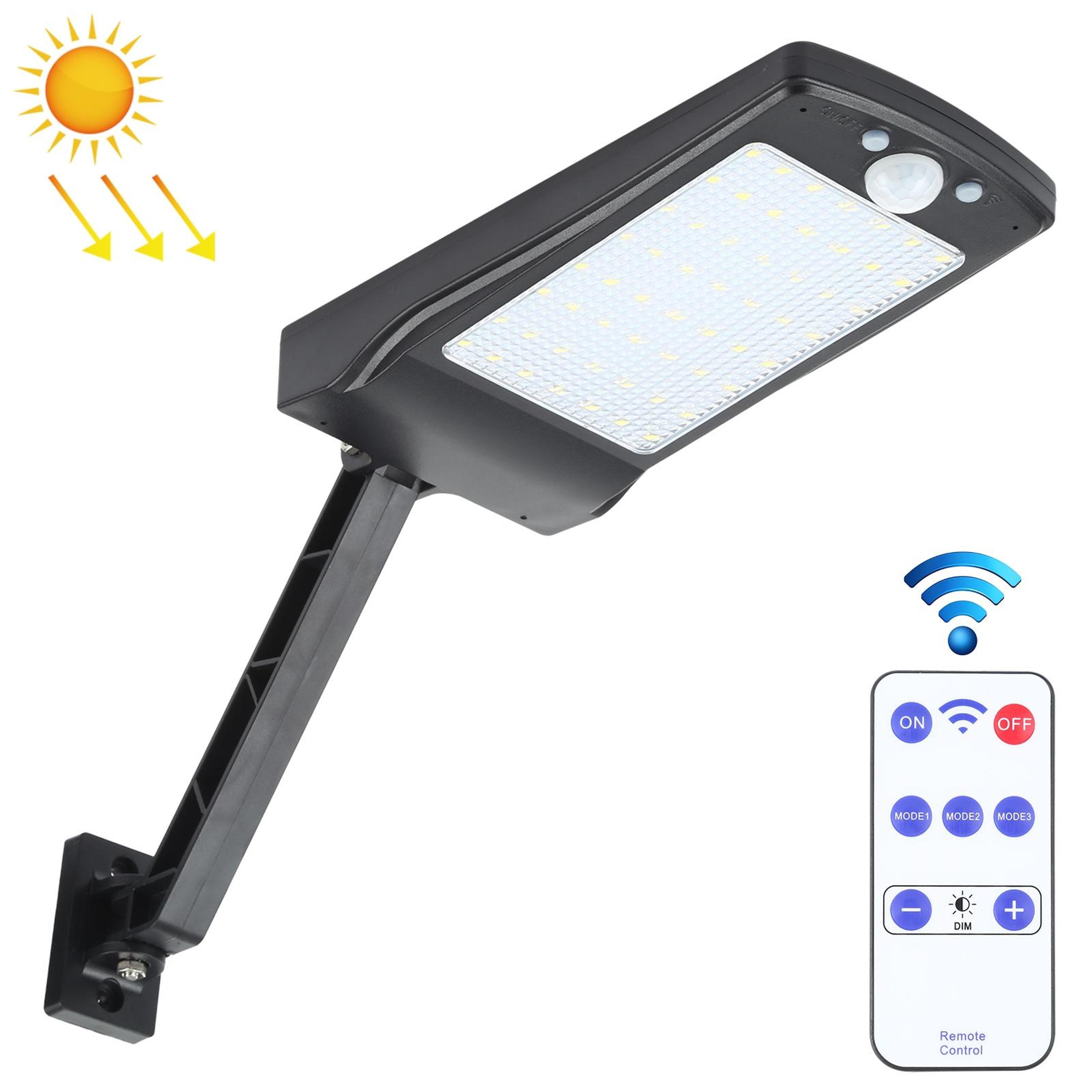 remote control solar wall light with motion sensor & ip65 waterproof 56 led security lamp