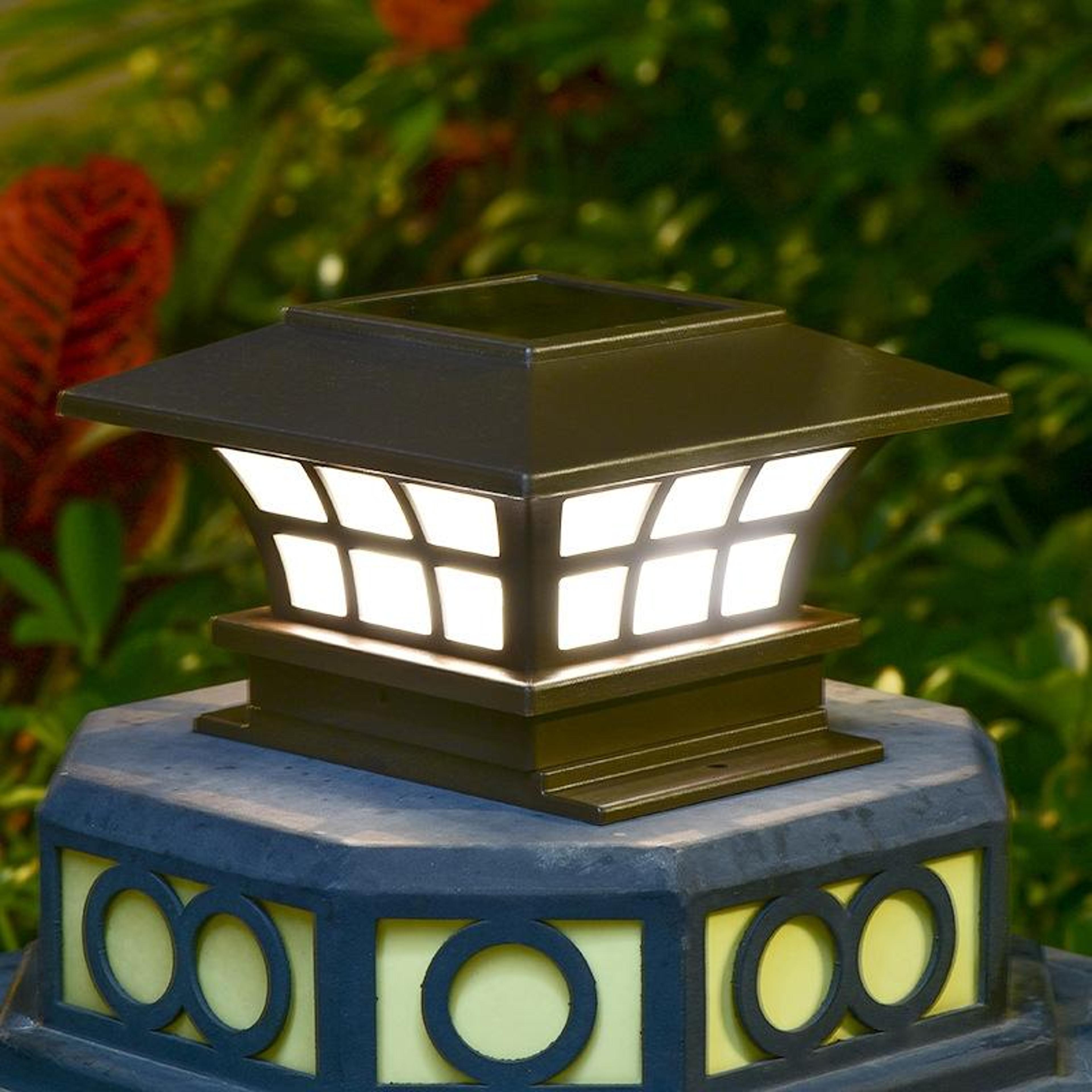 solar led pillar wall light waterproof outdoor garden gate lamp