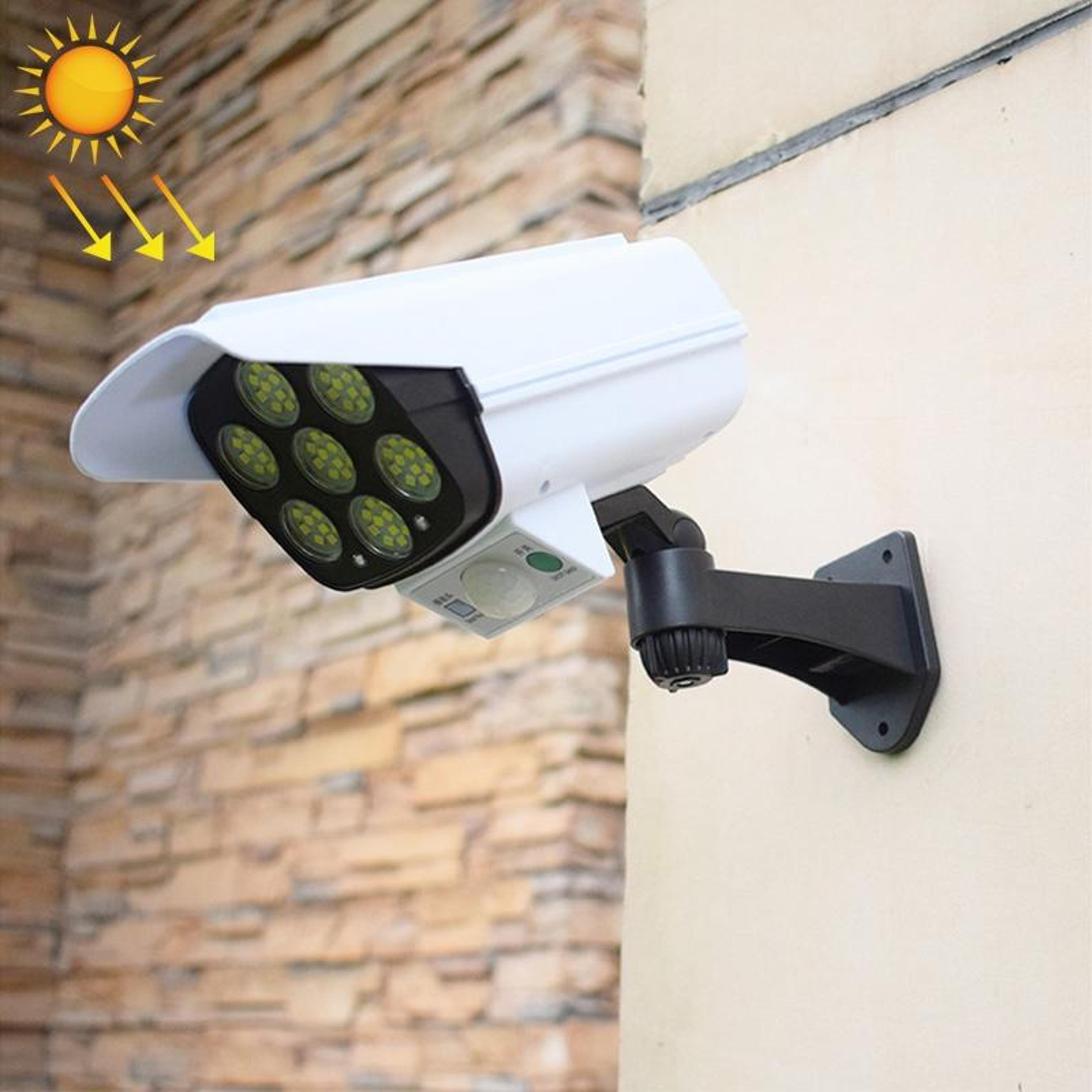 solar motion sensor security light with fake camera and infrared detection
