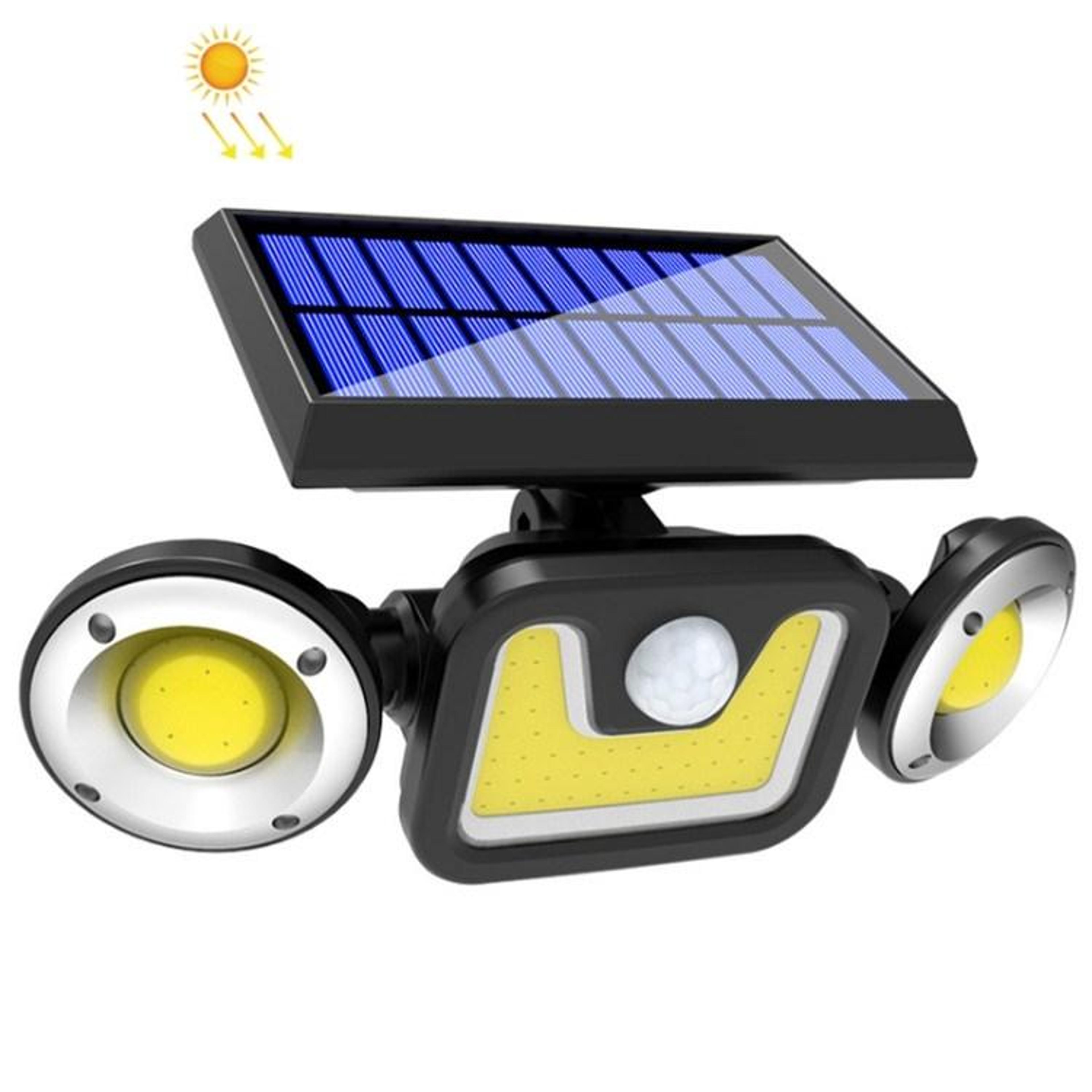 solar motion sensor wall light ip65 waterproof 3 head led security lamp