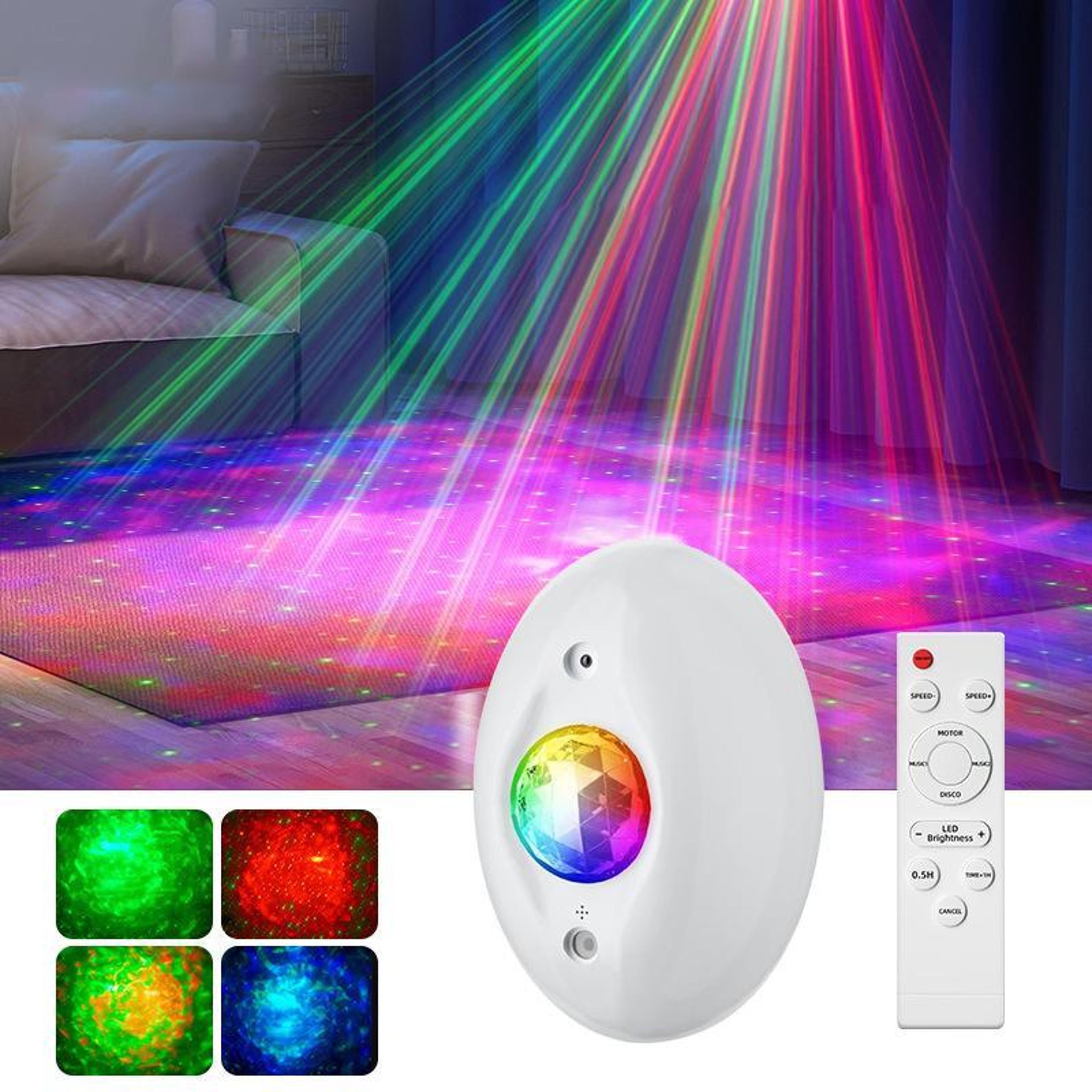 auroraglow galaxy projector night light with bluetooth speaker & remote control