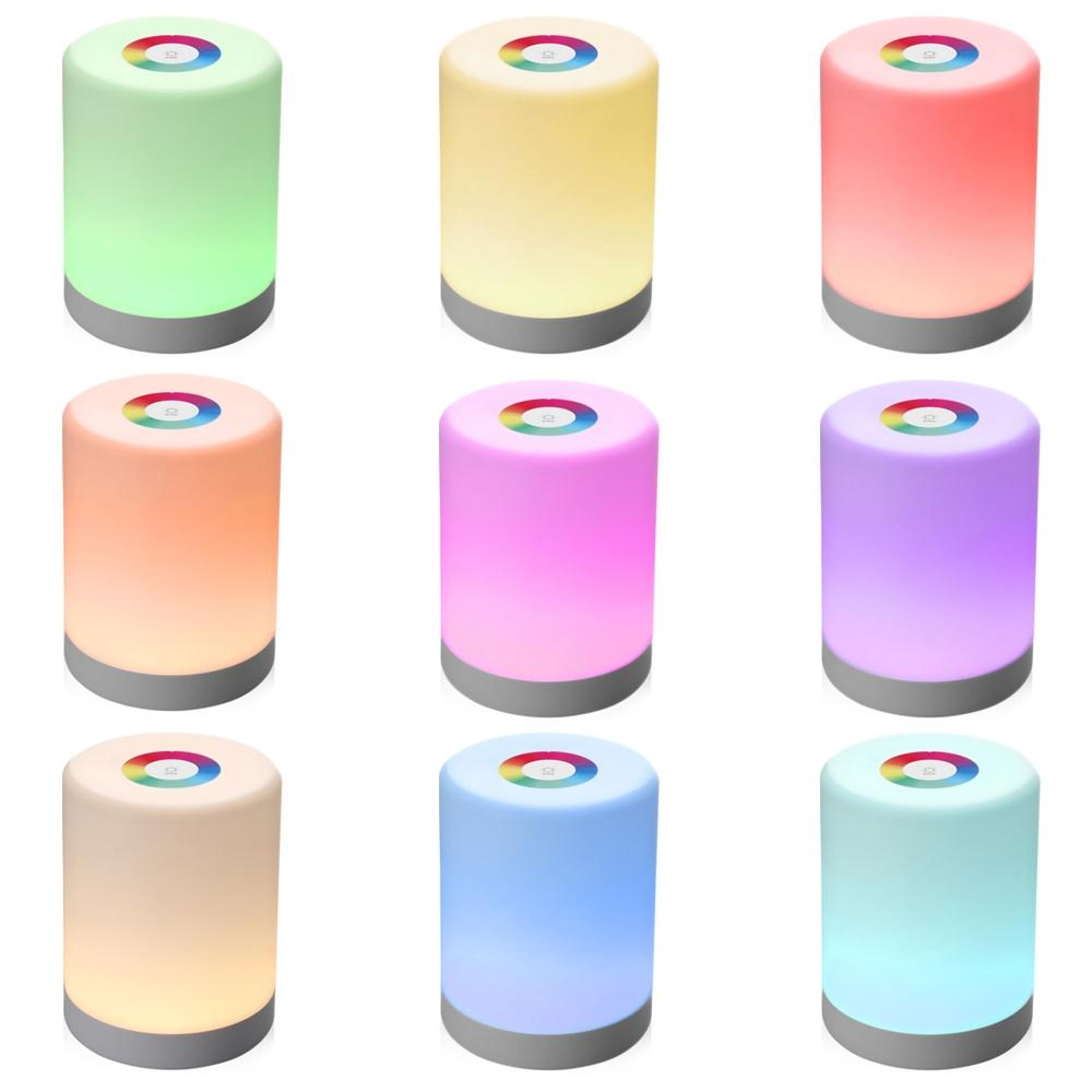 rgb touch night light rechargeable led bedside lamp for bedroom, kids & camping