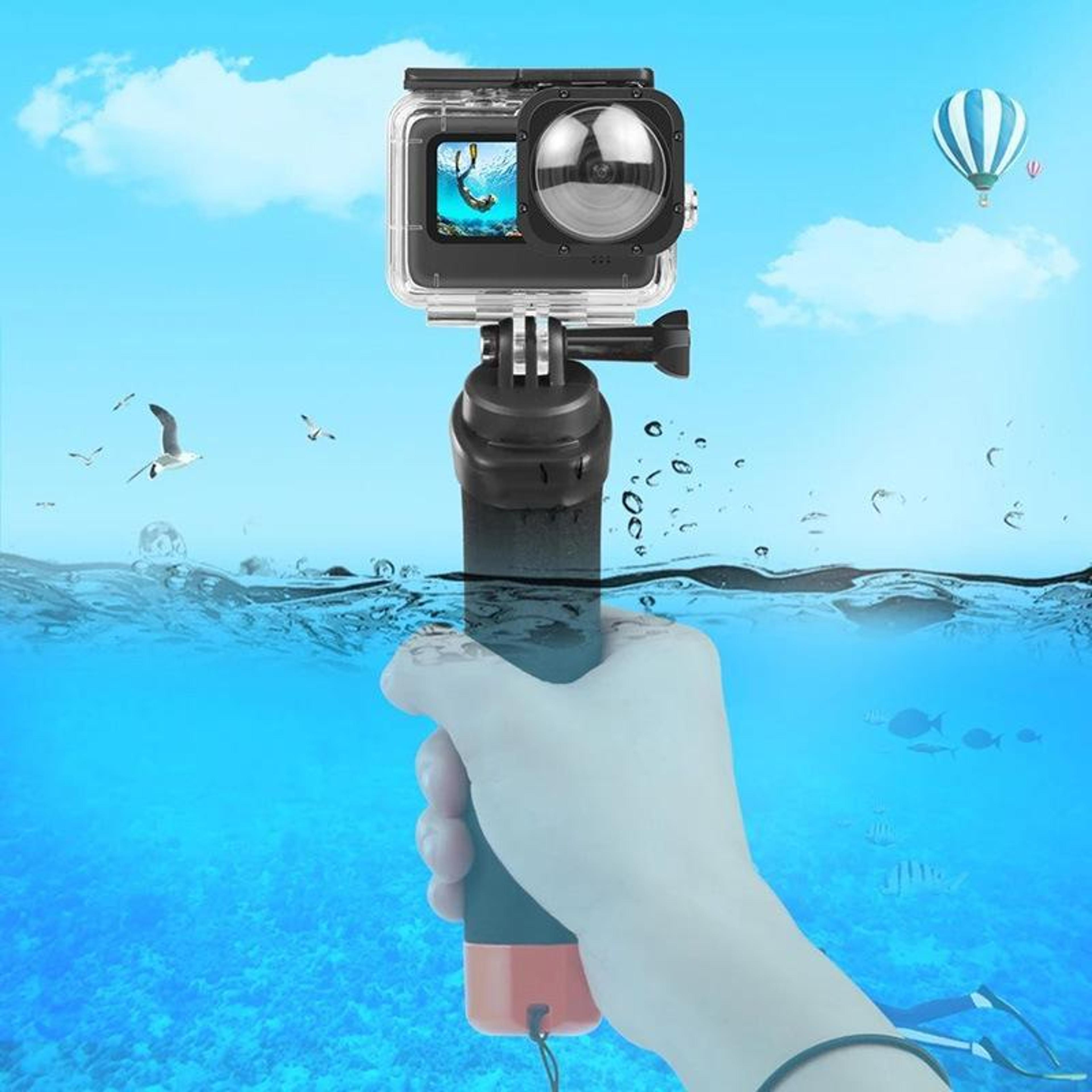 aquasecure floating camera grip for gopro, dji & insta360 with anti loss cable