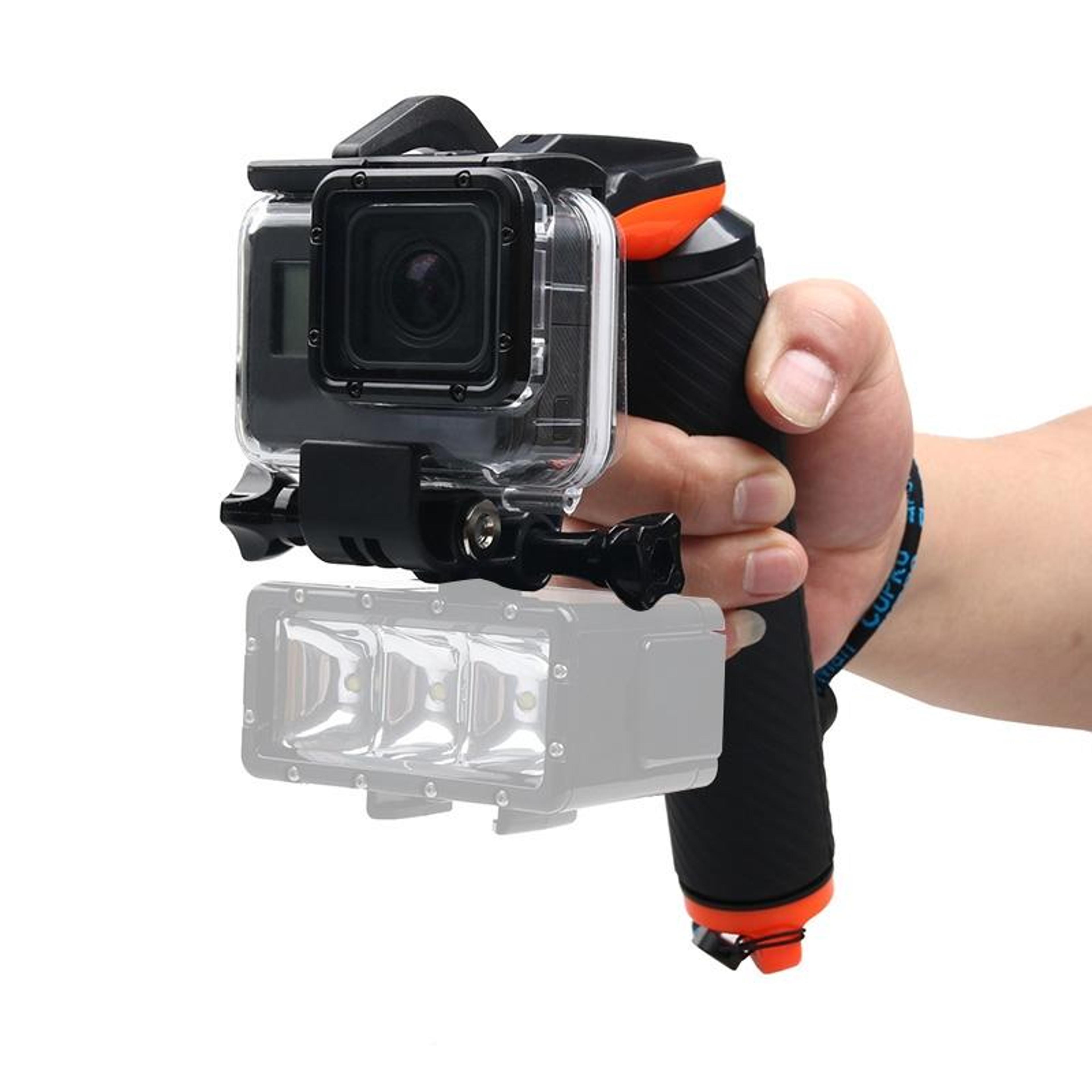 floating gopro diving grip with shutter trigger & anti lost wrist strap