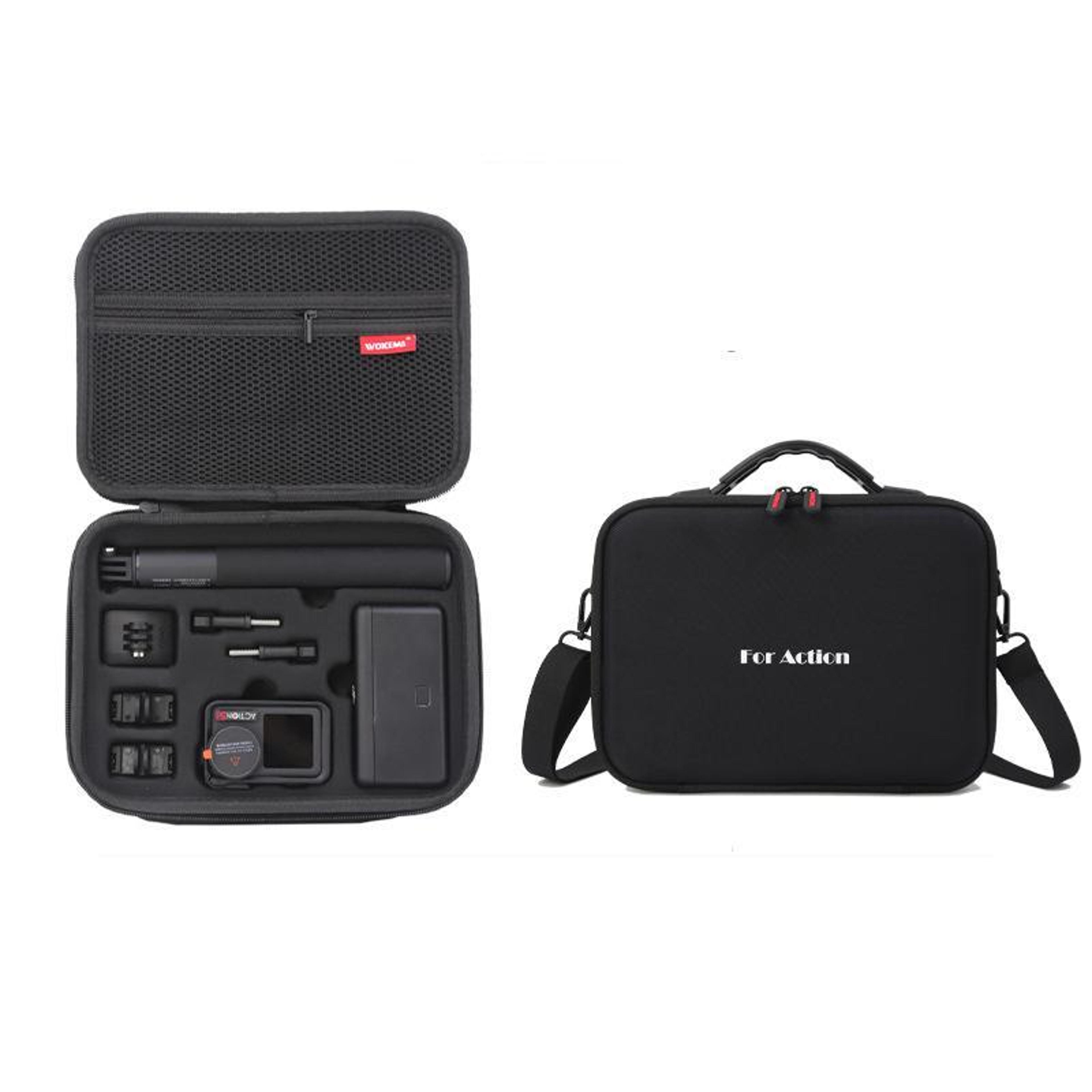 action camera carrying case waterproof travel shoulder bag for action 5 pro, action 4 & action 3