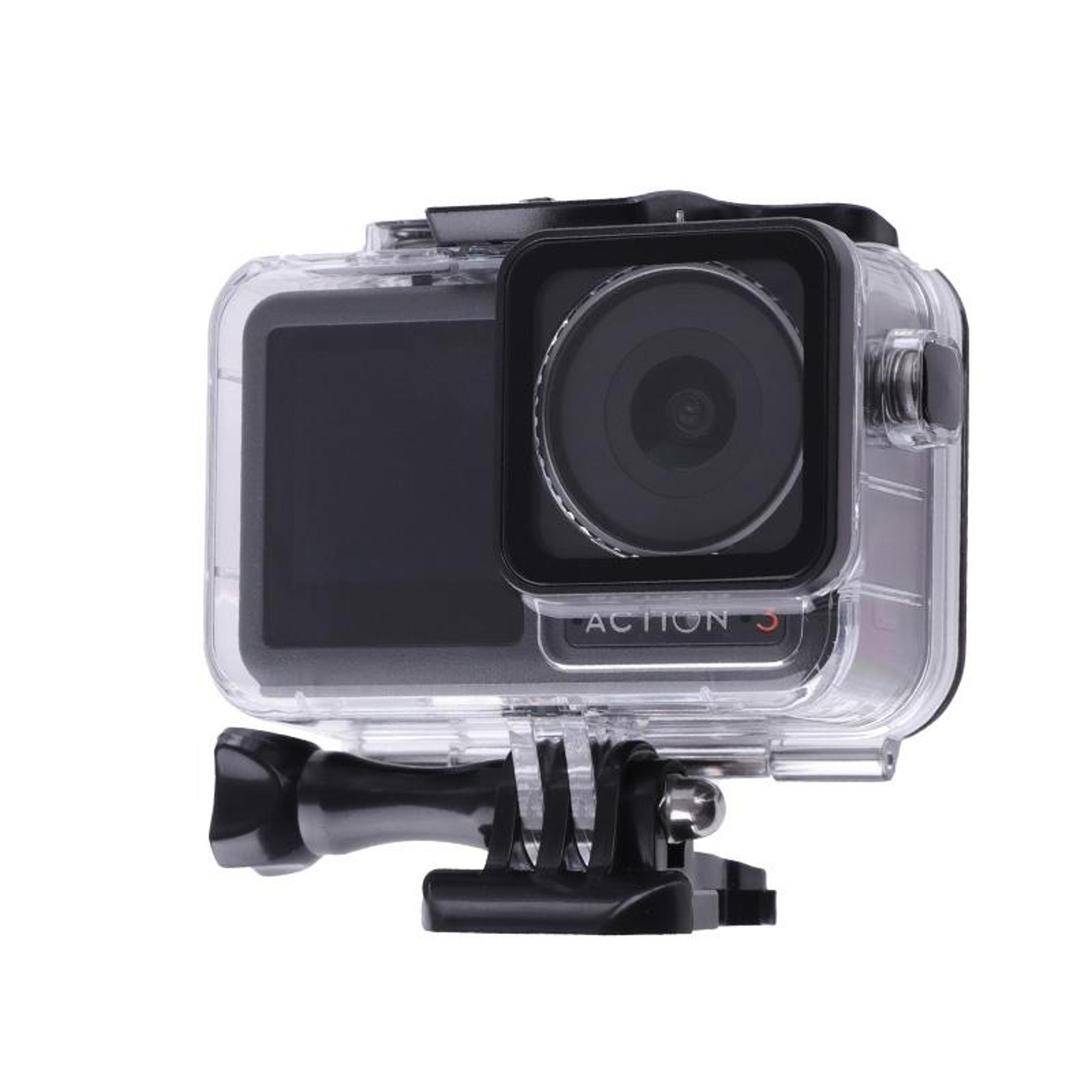 action 3/4 waterproof diving case with touch screen access for snorkeling & swimming