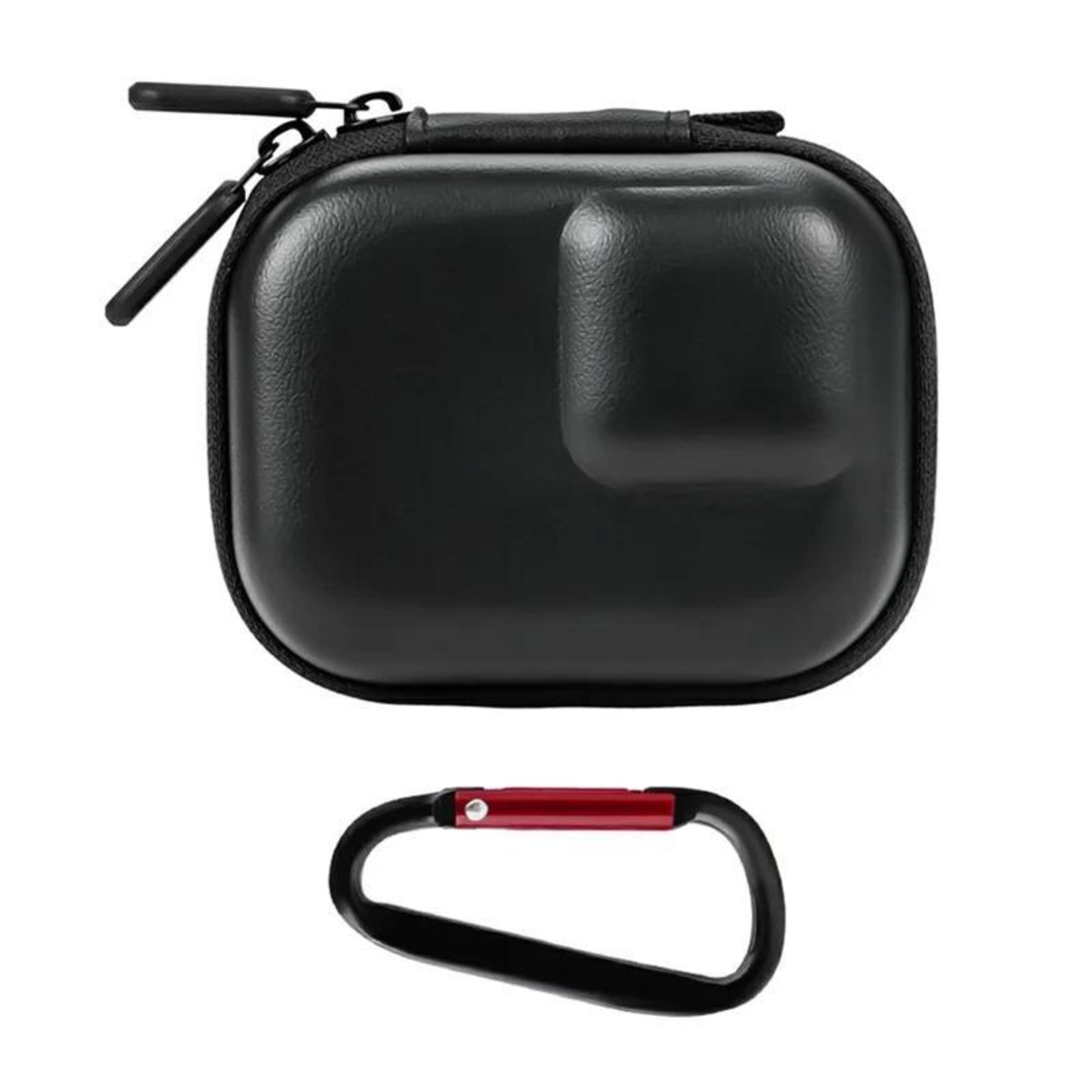 portable action camera case with carabiner for dji osmo action, insta360 ace pro & gopro