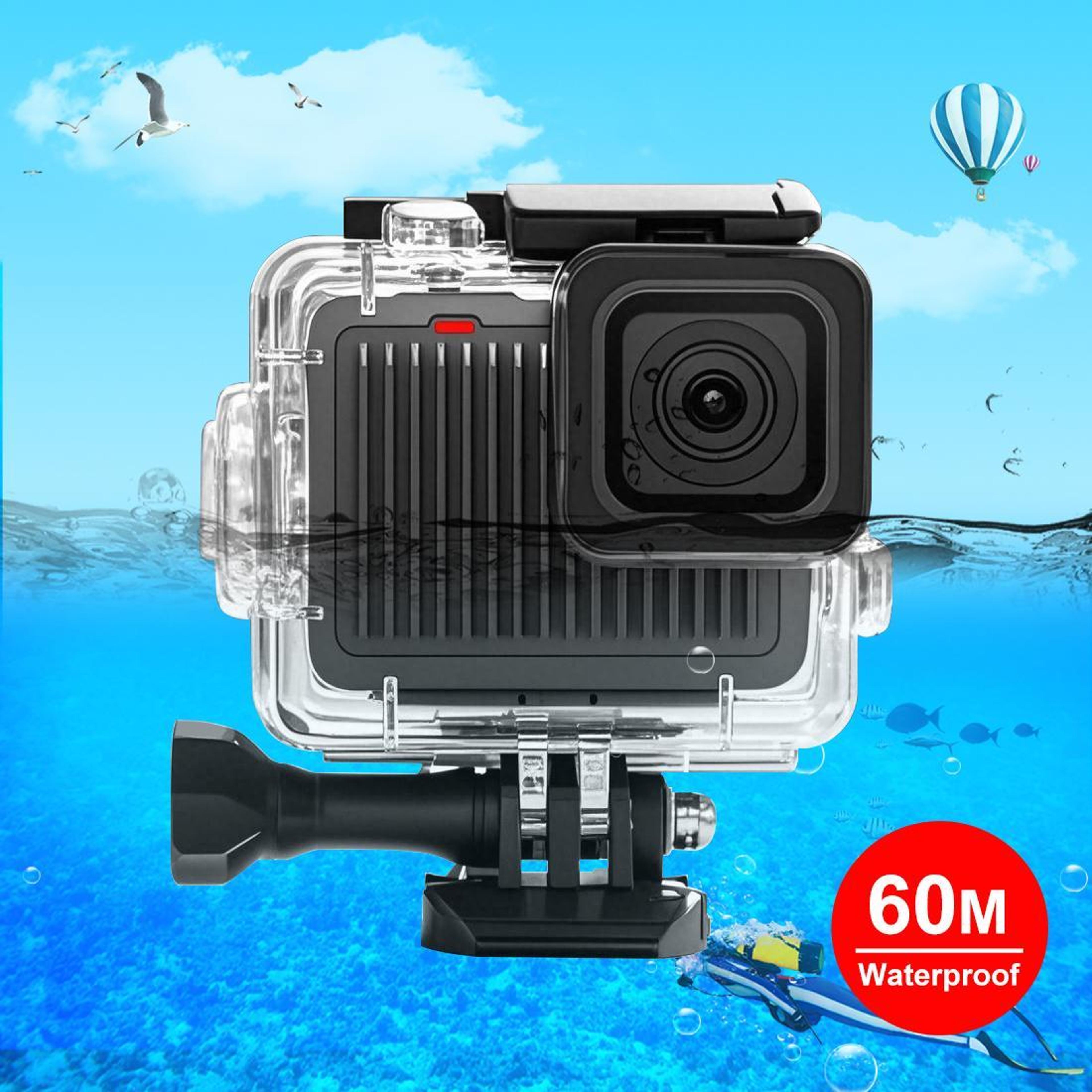 60m gopro waterproof case for hero 4k 2024 with diving mount kit
