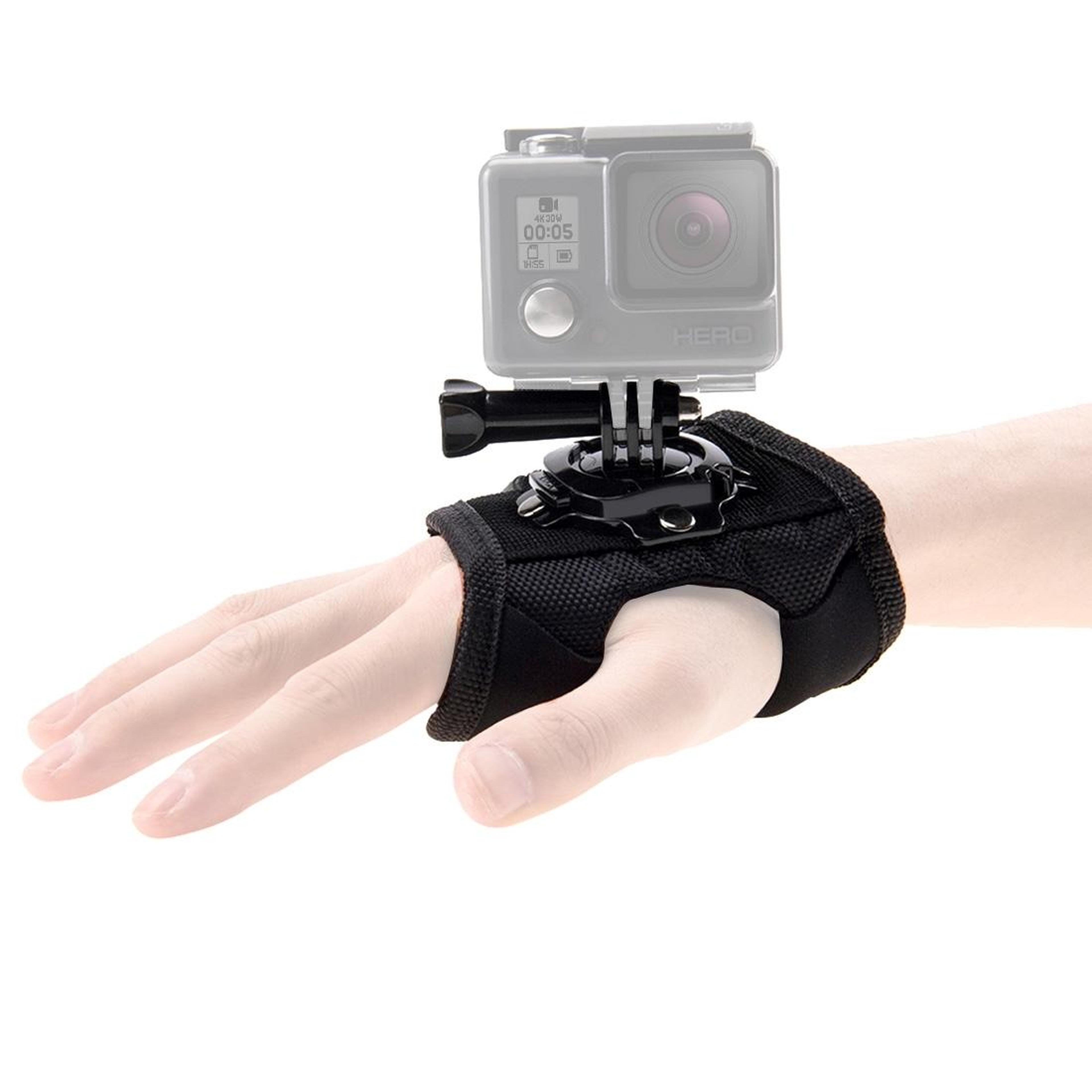 360 rotating hand strap mount for gopro, insta360 & dji action cameras