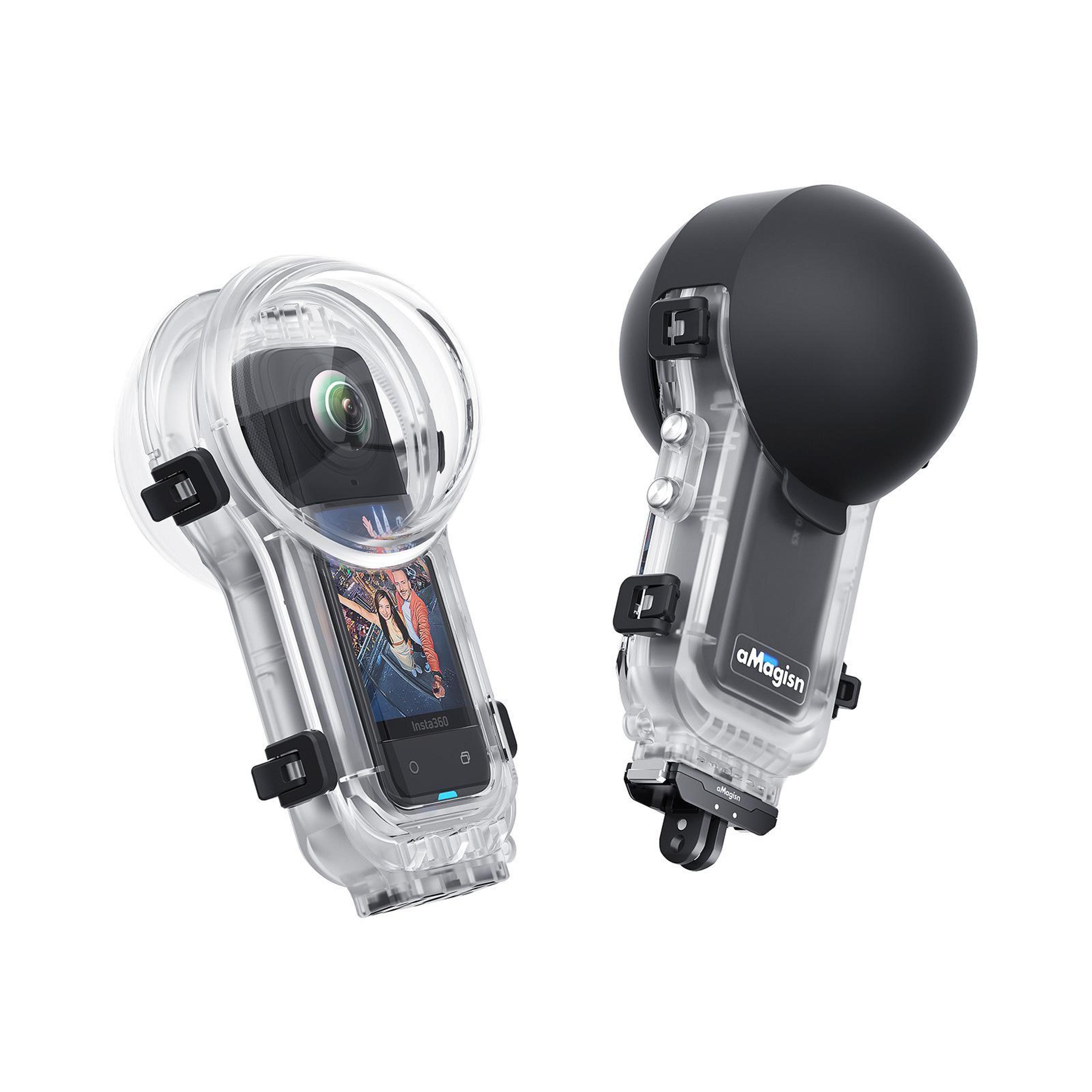 insta360 x5 60m waterproof diving case with invisible selfie stick support