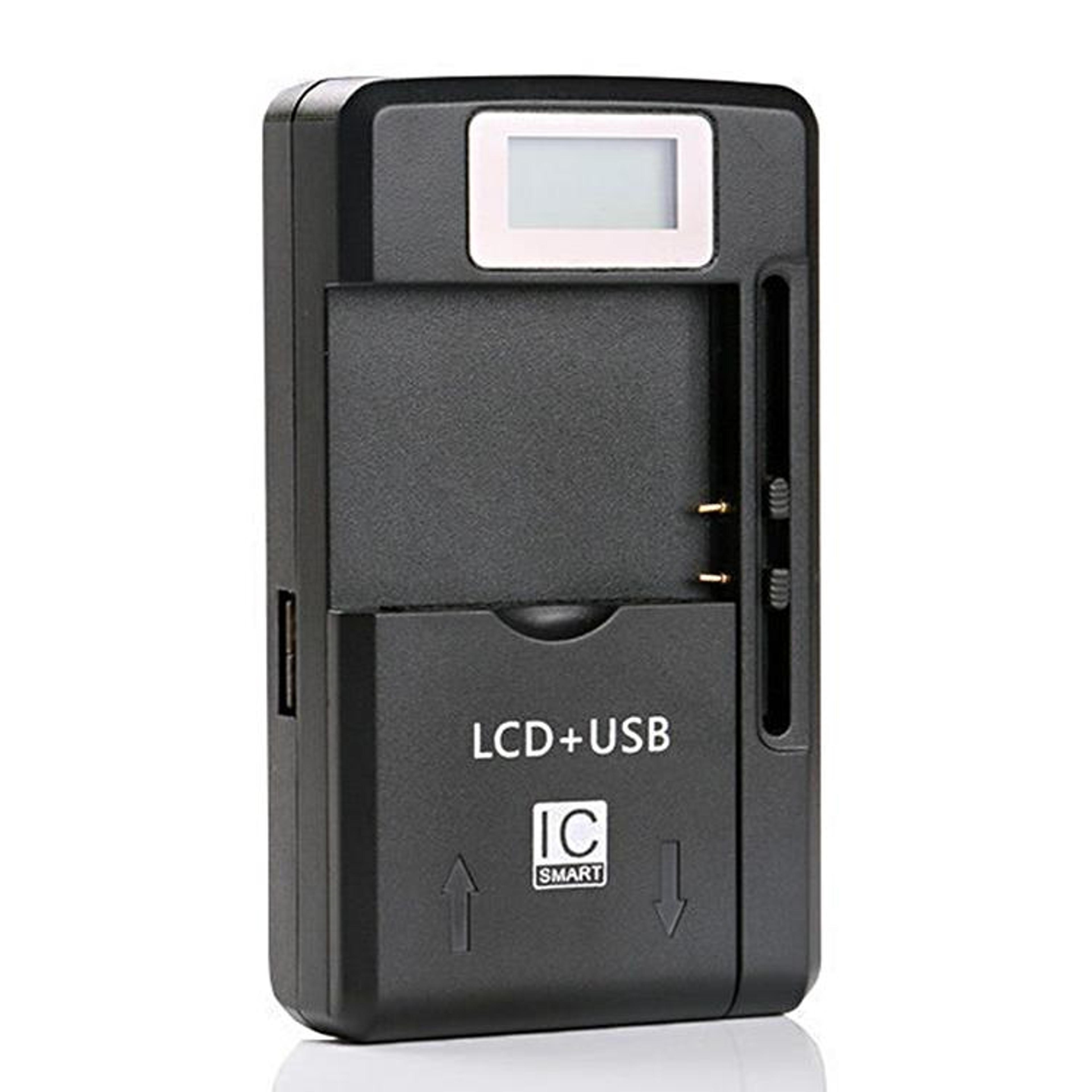 smart universal phone battery charger with lcd display & usb output for li ion batteries
