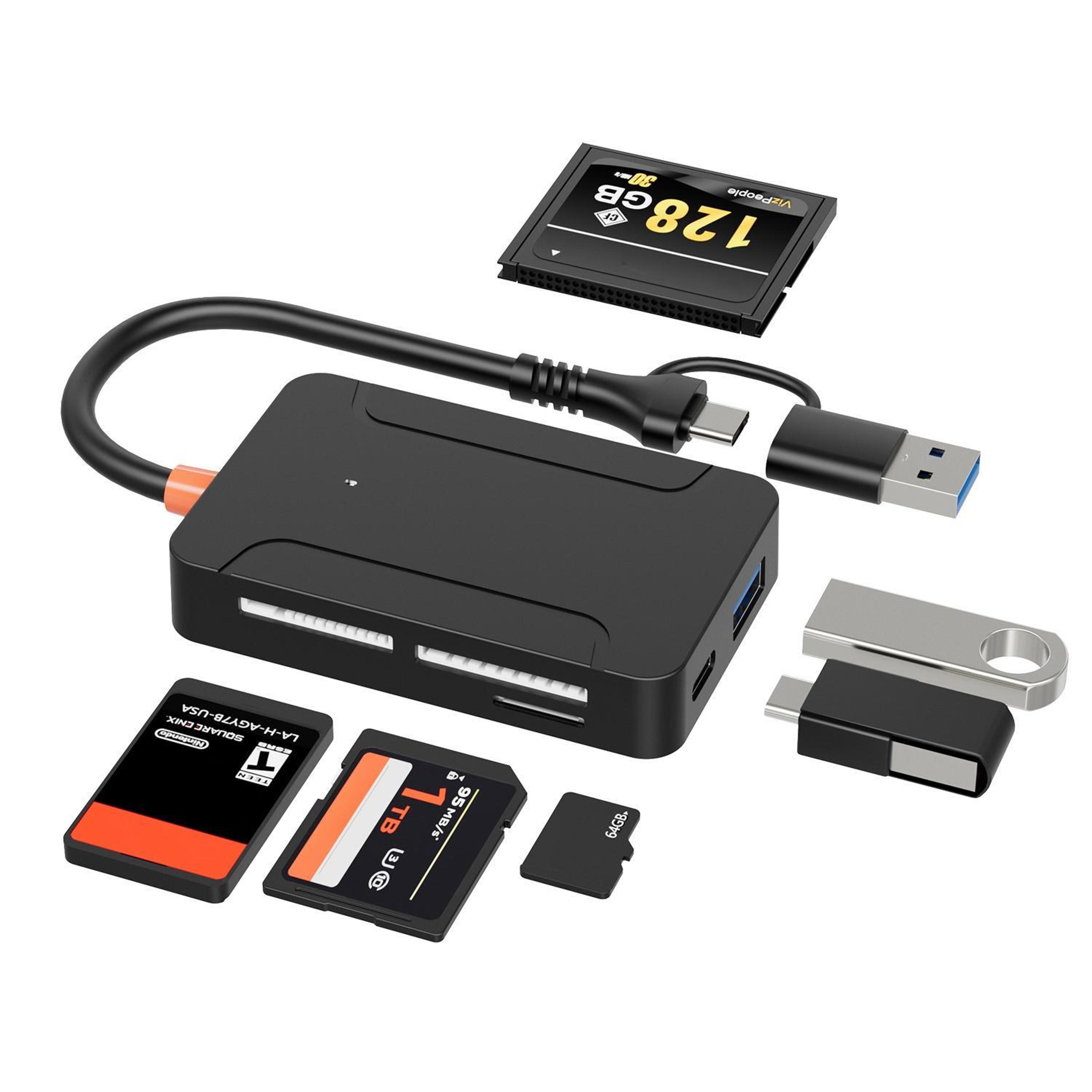 multi functional high speed card reader with usb type c & sd support