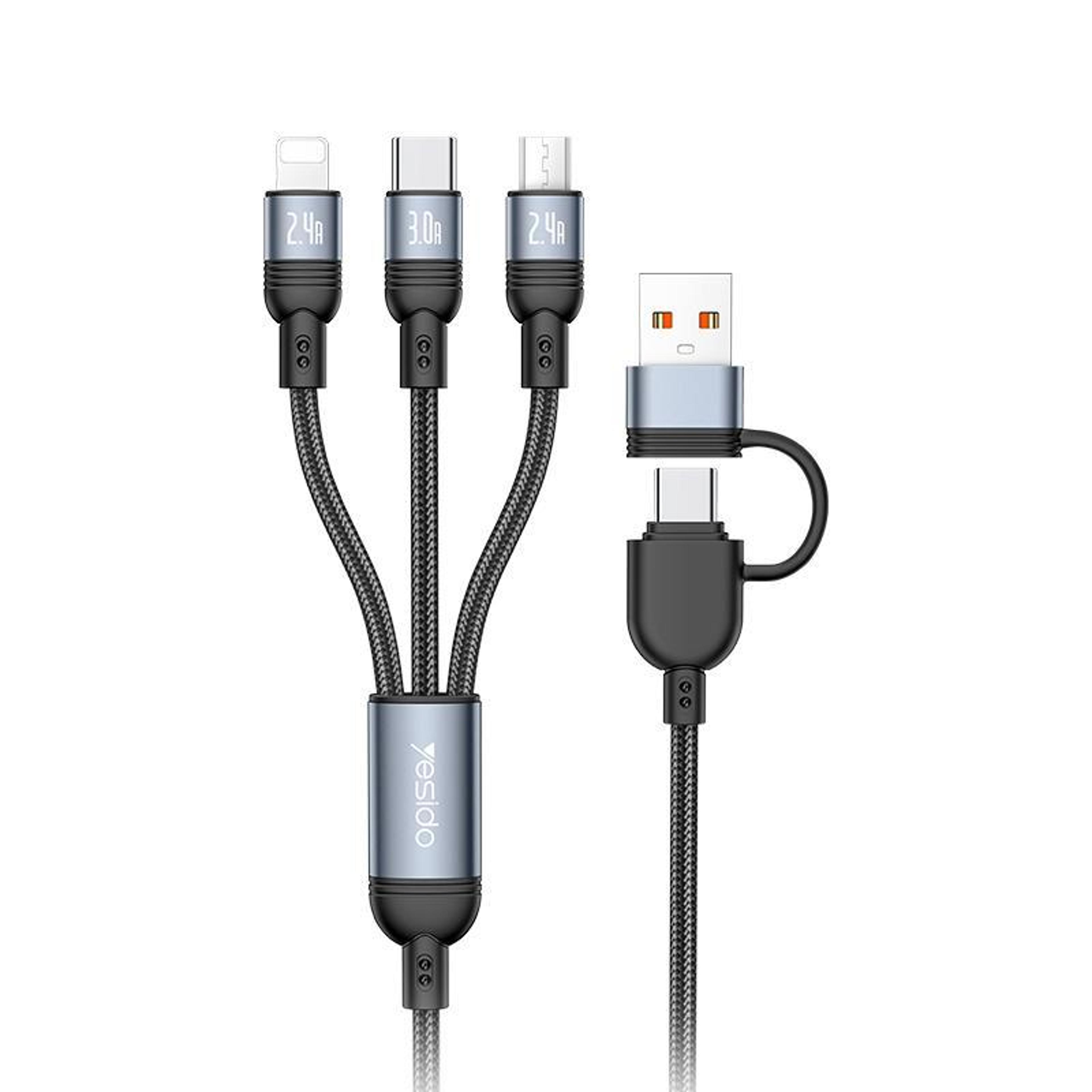 4 in 1 fast charging cable for usb, type c & micro usb