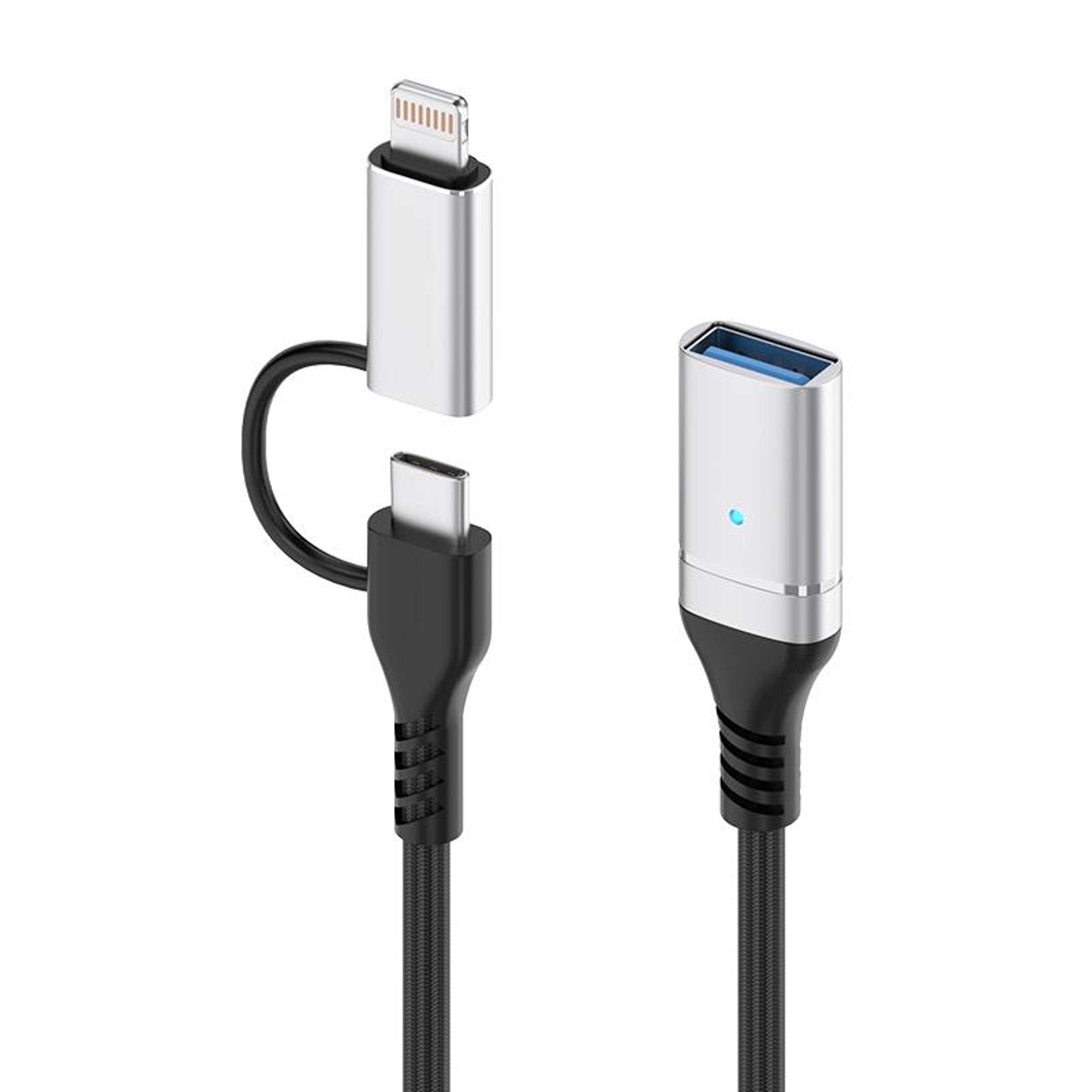 2 in1 type c otg adapter & 8 pin to usb 3.0 hub for fast data transfer