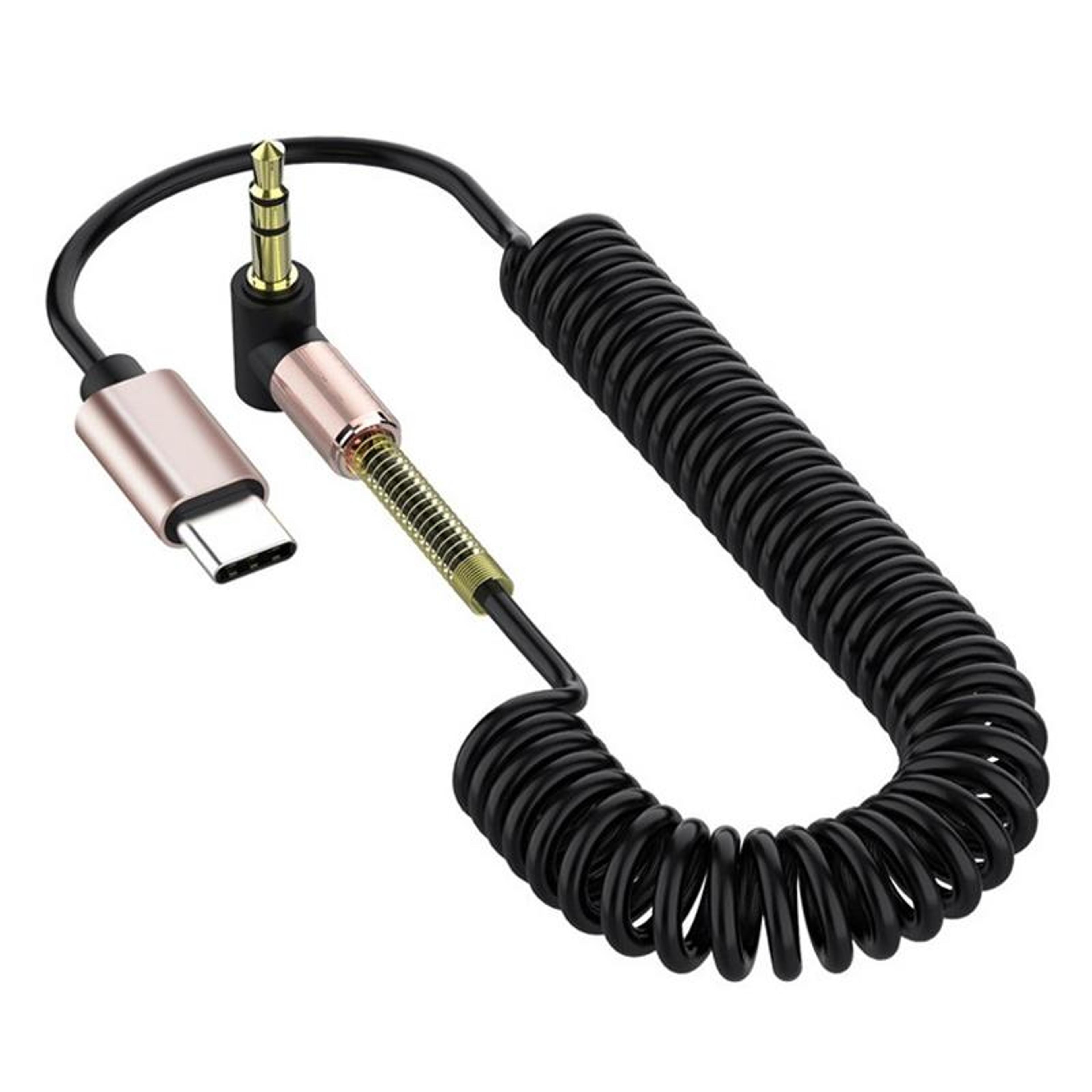 premium usb c to 3.5mm angled spring audio cable car audio adapter