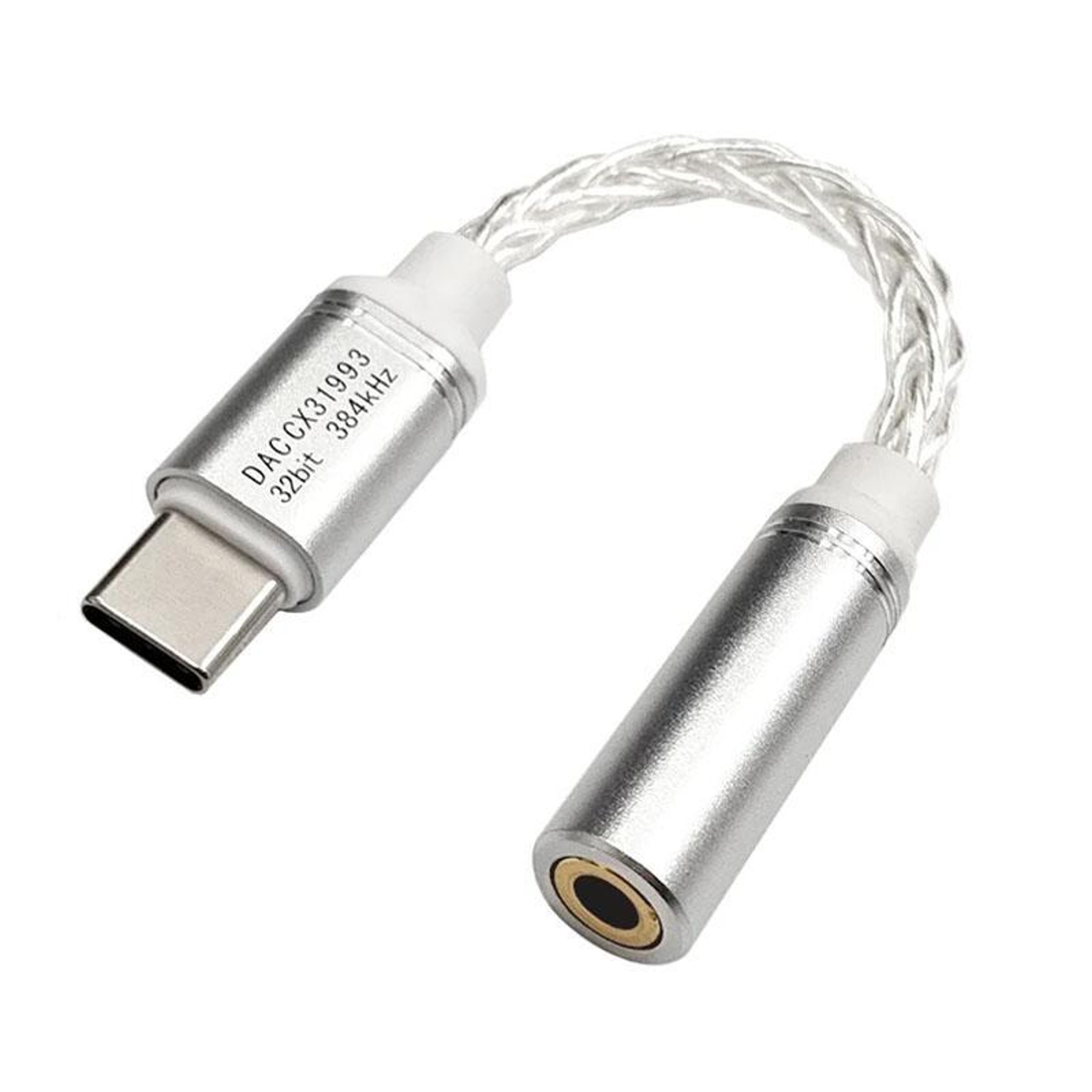 premium type c to 3.5mm dac cable hi-fi silver plated audio converter