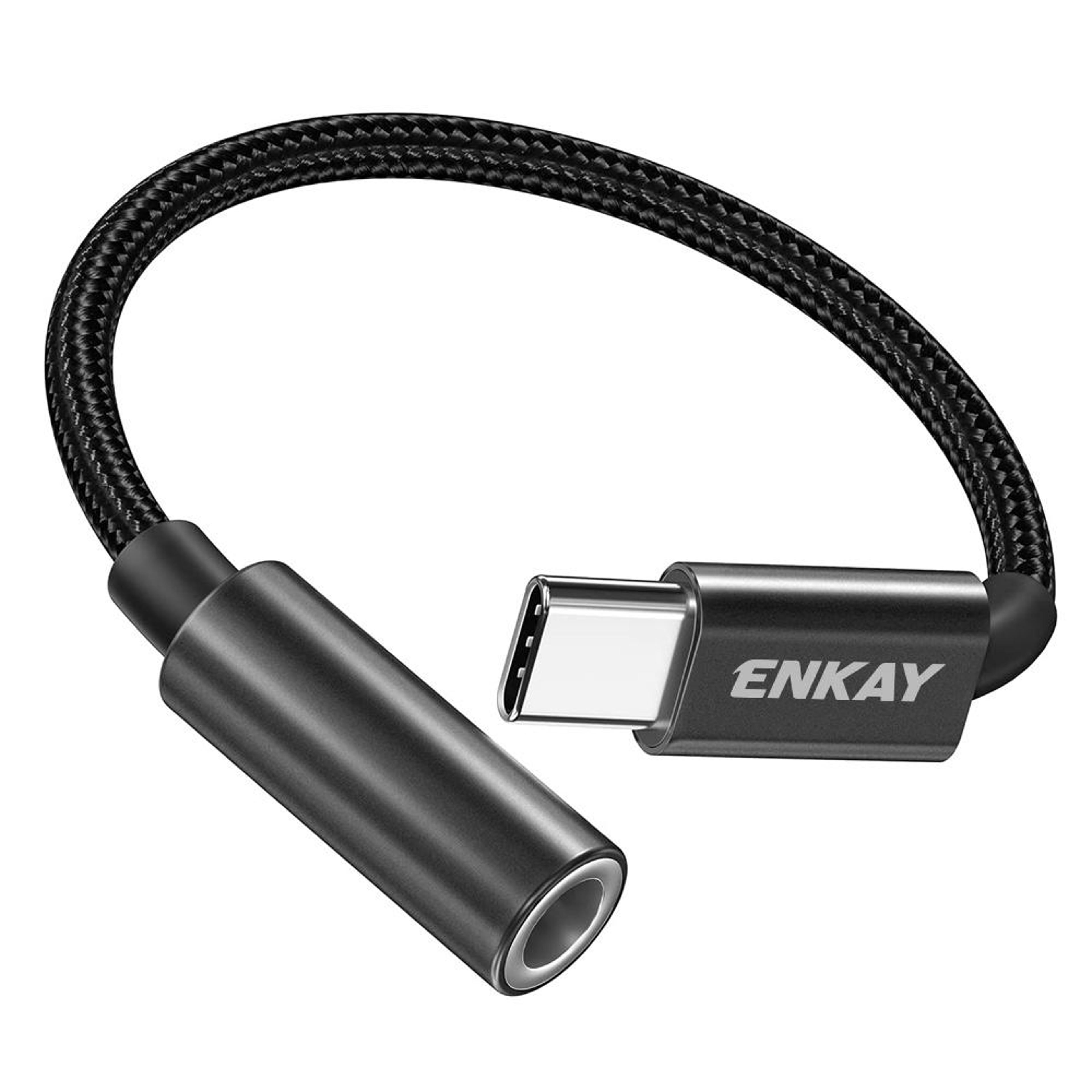 enkay usb c to 3.5mm aux adapter with digital audio & durable nylon braided cable