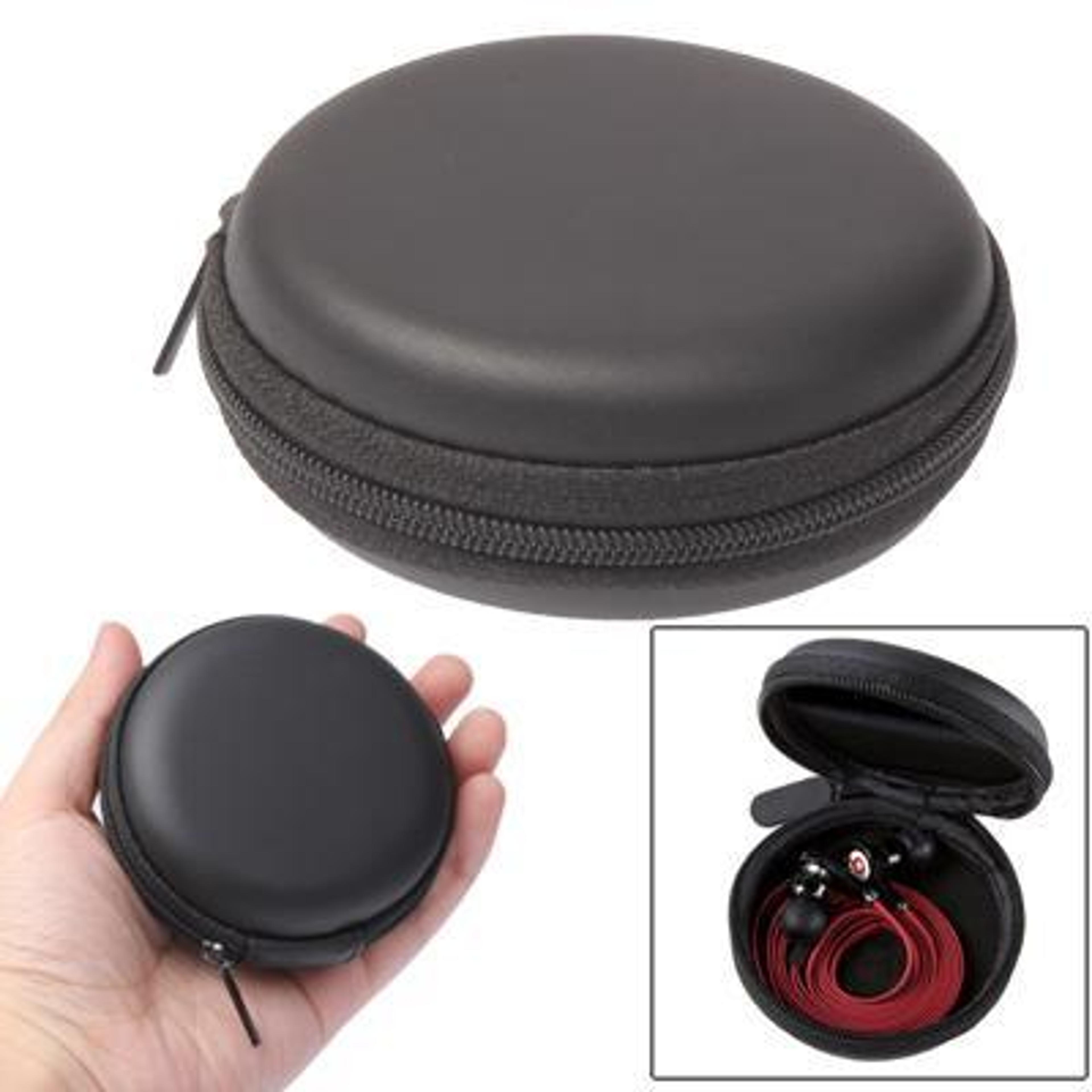 portable headphone carrying case for earbuds & earphones with protective hard shell