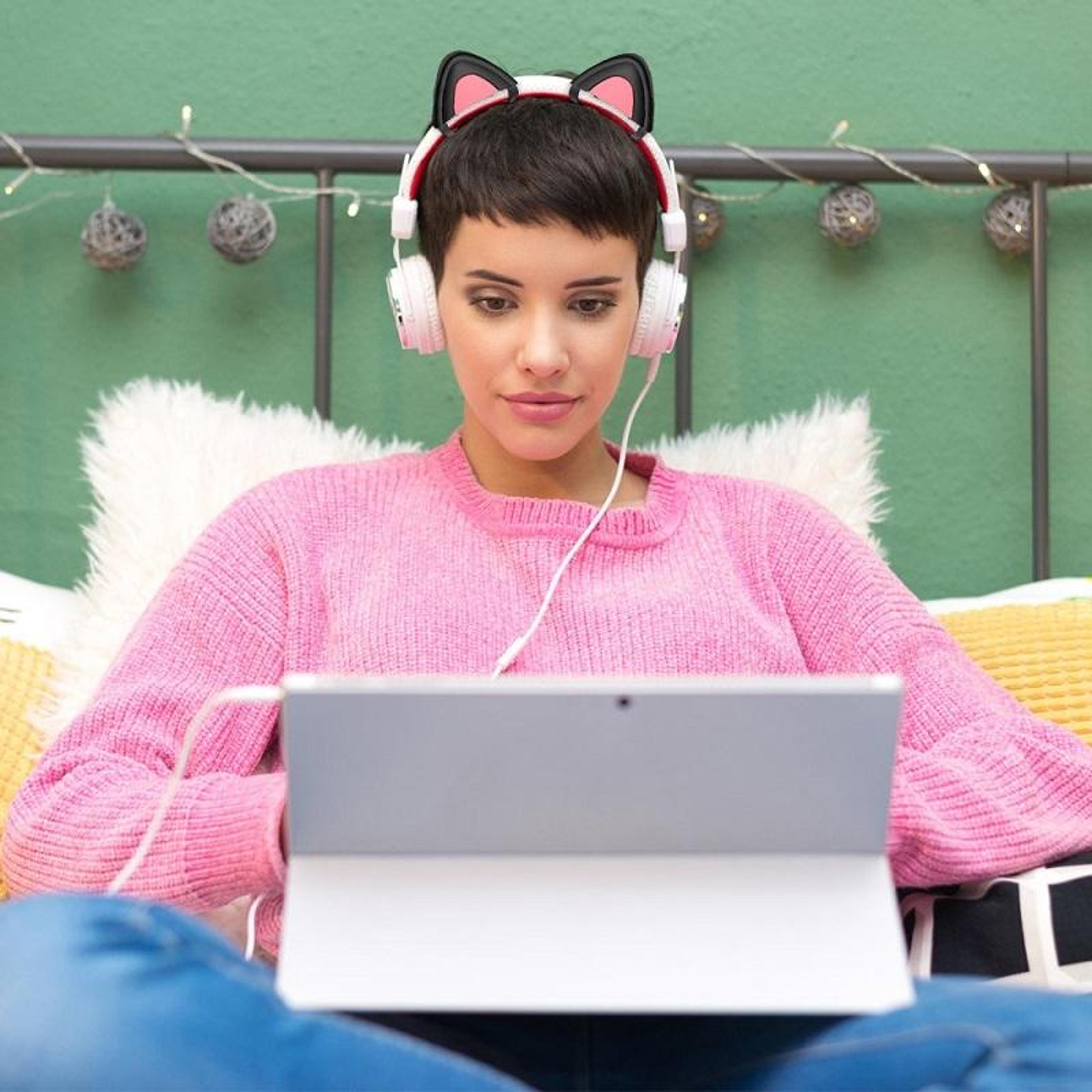 cute cat ear headphone accessories soft silicone cat ear headphone covers for gaming & cosplay