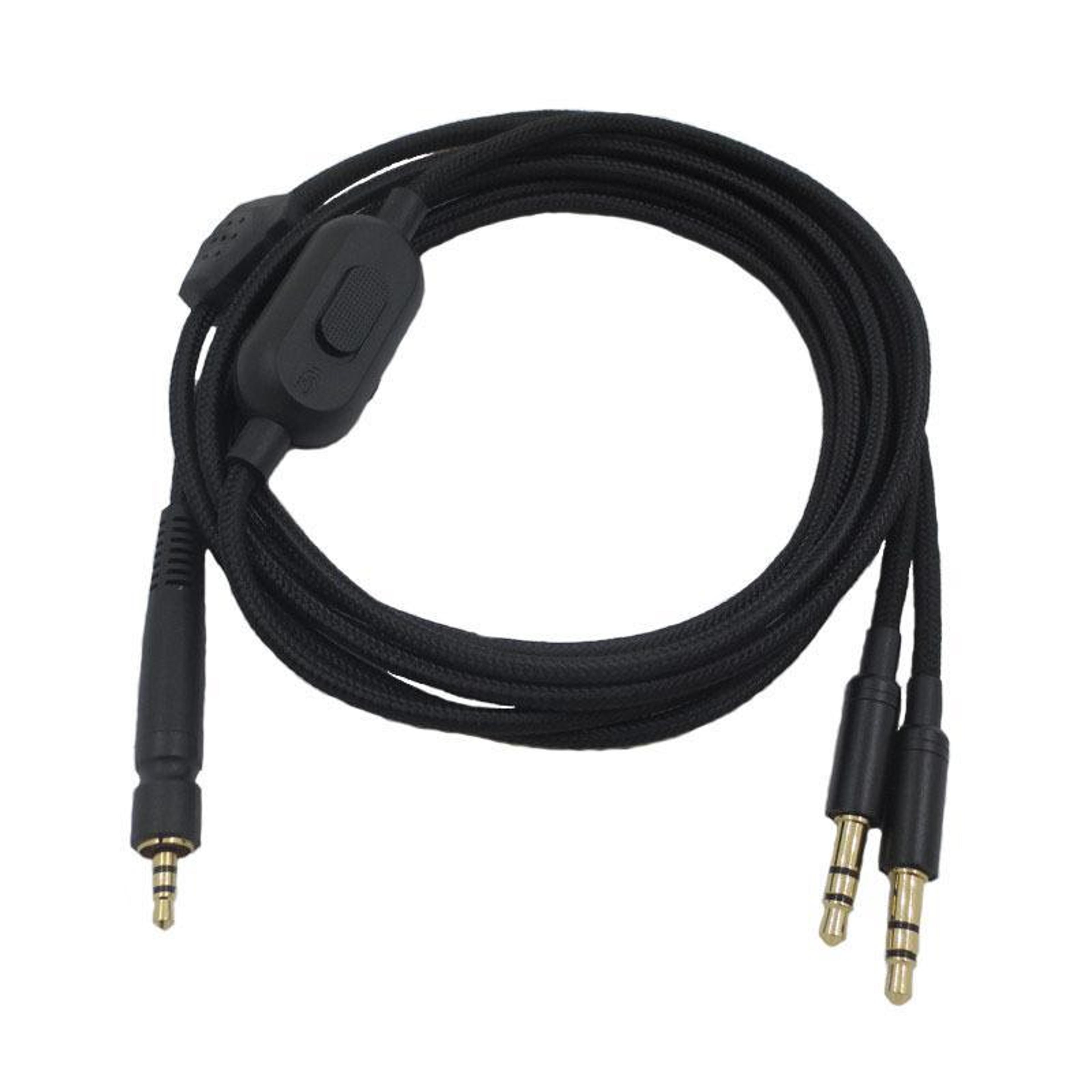 braided 3.5mm gaming headset cable with volume control for sennheiser game one, gsp500 & gsp600