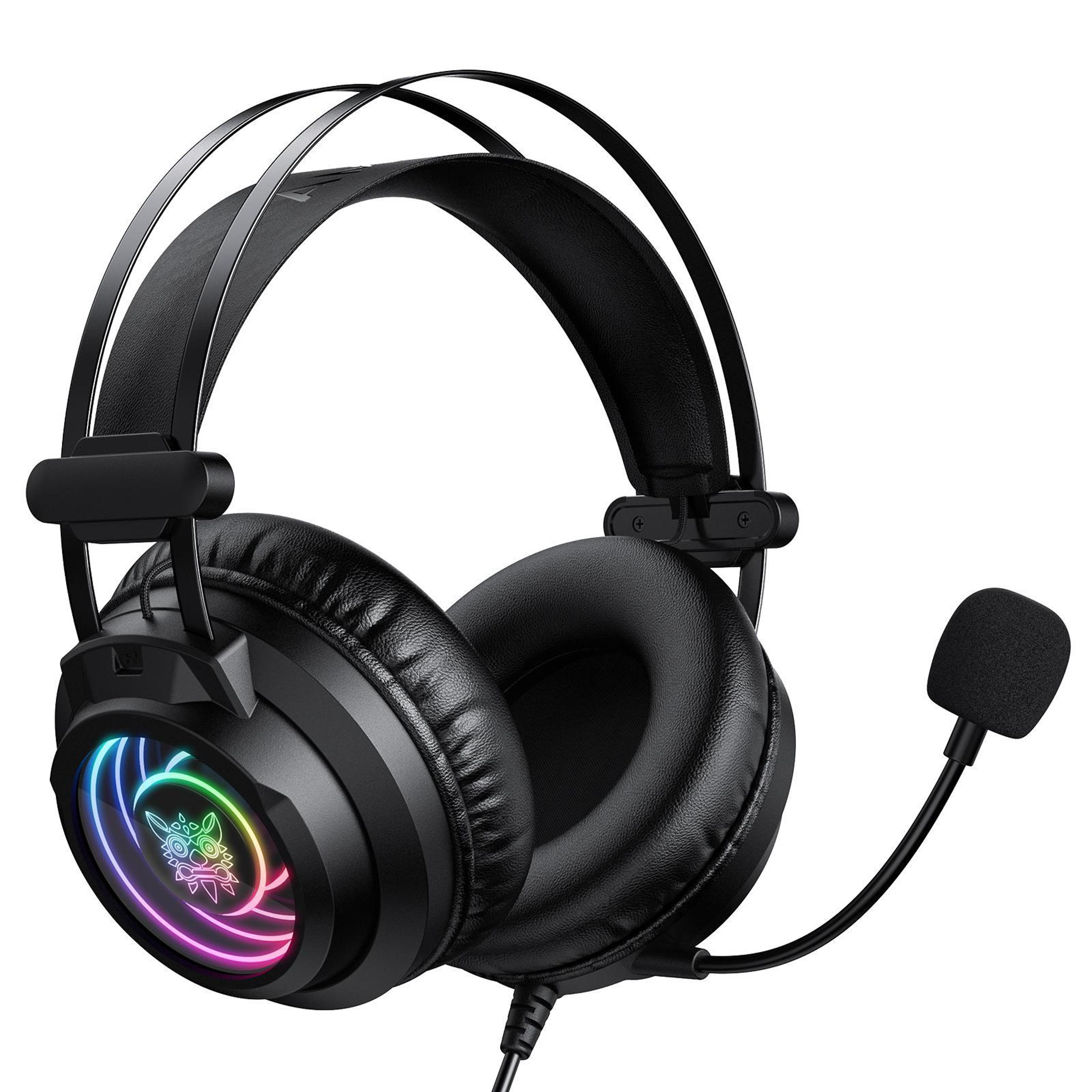 onikuma x80 rgb gaming headset with 7.1 surround sound & noise cancelling mic
