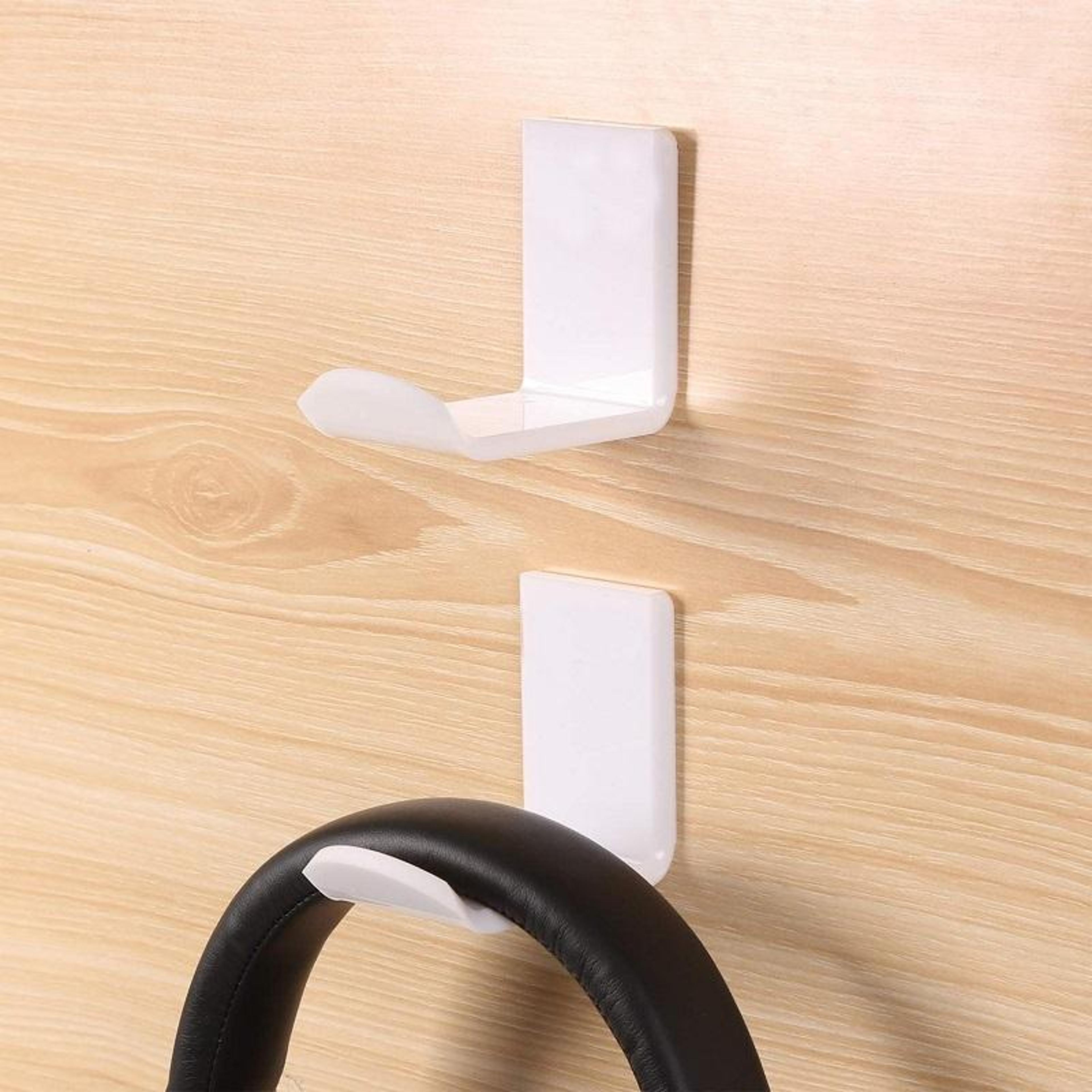 wall mount headphone holder sticky acrylic headset hanger for desk, office & gaming setup