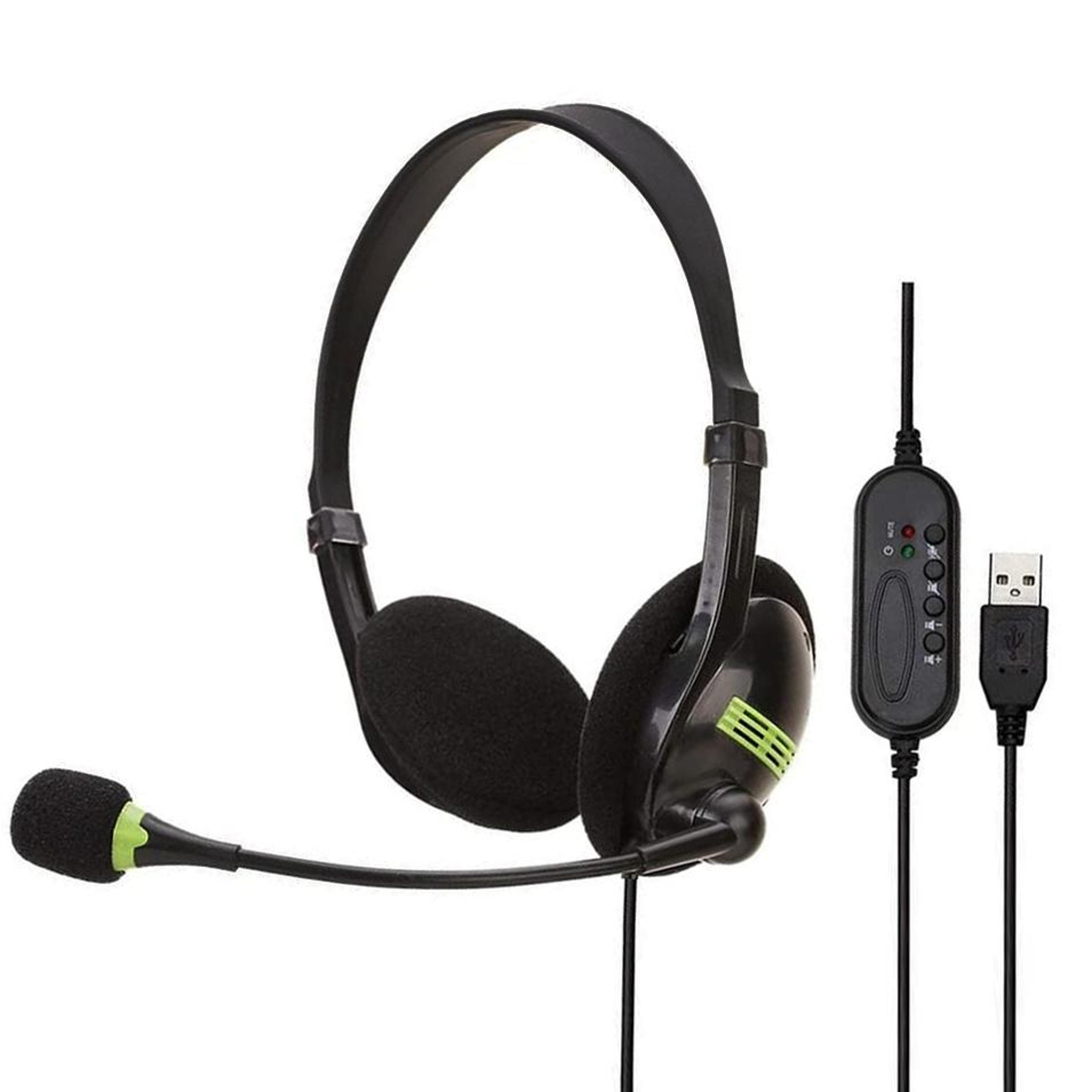 usb gaming aviation headset with mic for pc, immersive stereo computer headphones