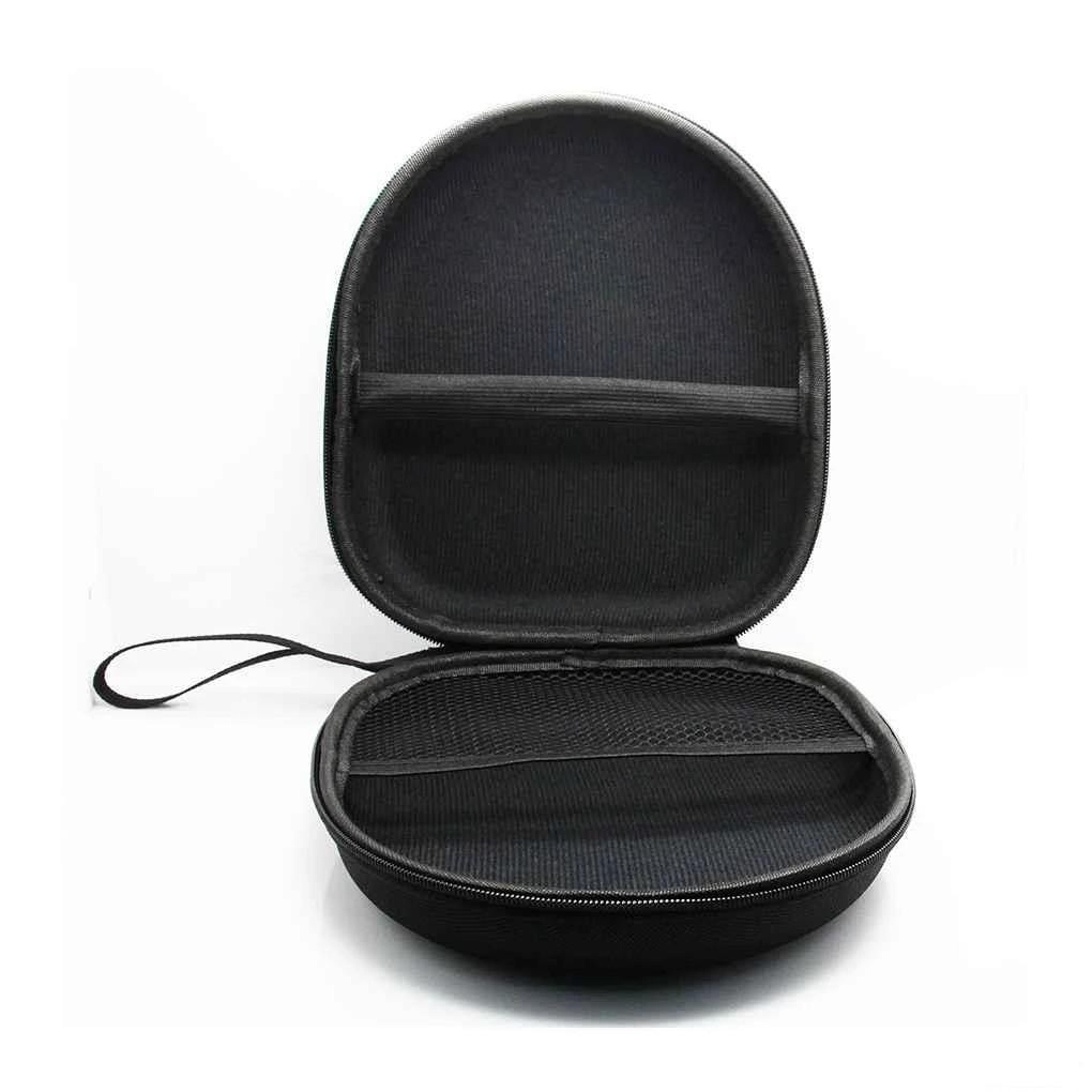 portable headphone case for travel hard shell earbud storage bag with zipper & mesh pocket