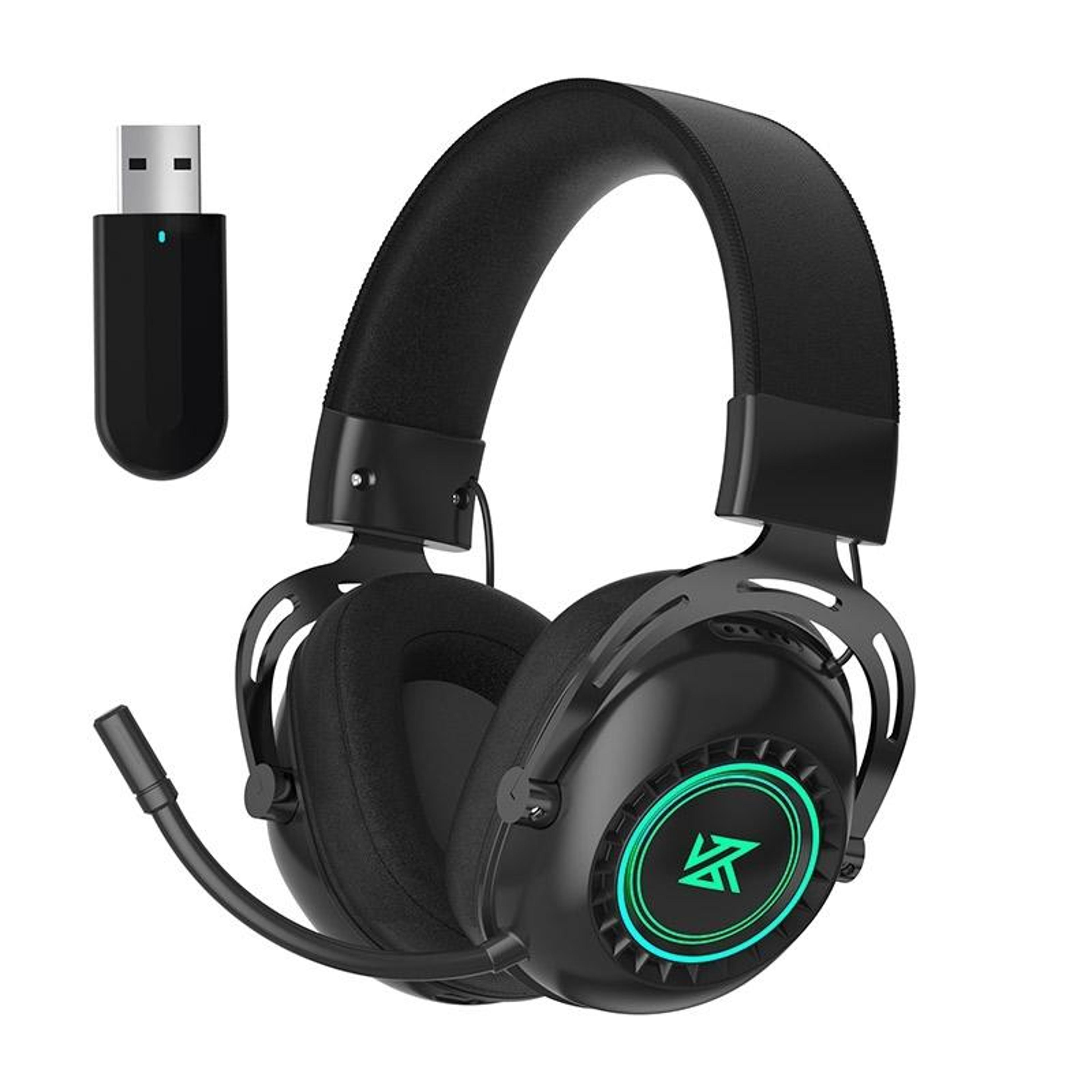 kz gp20 wireless gaming headset with rgb lights, bluetooth 5.0 & 2.4g low latency audio