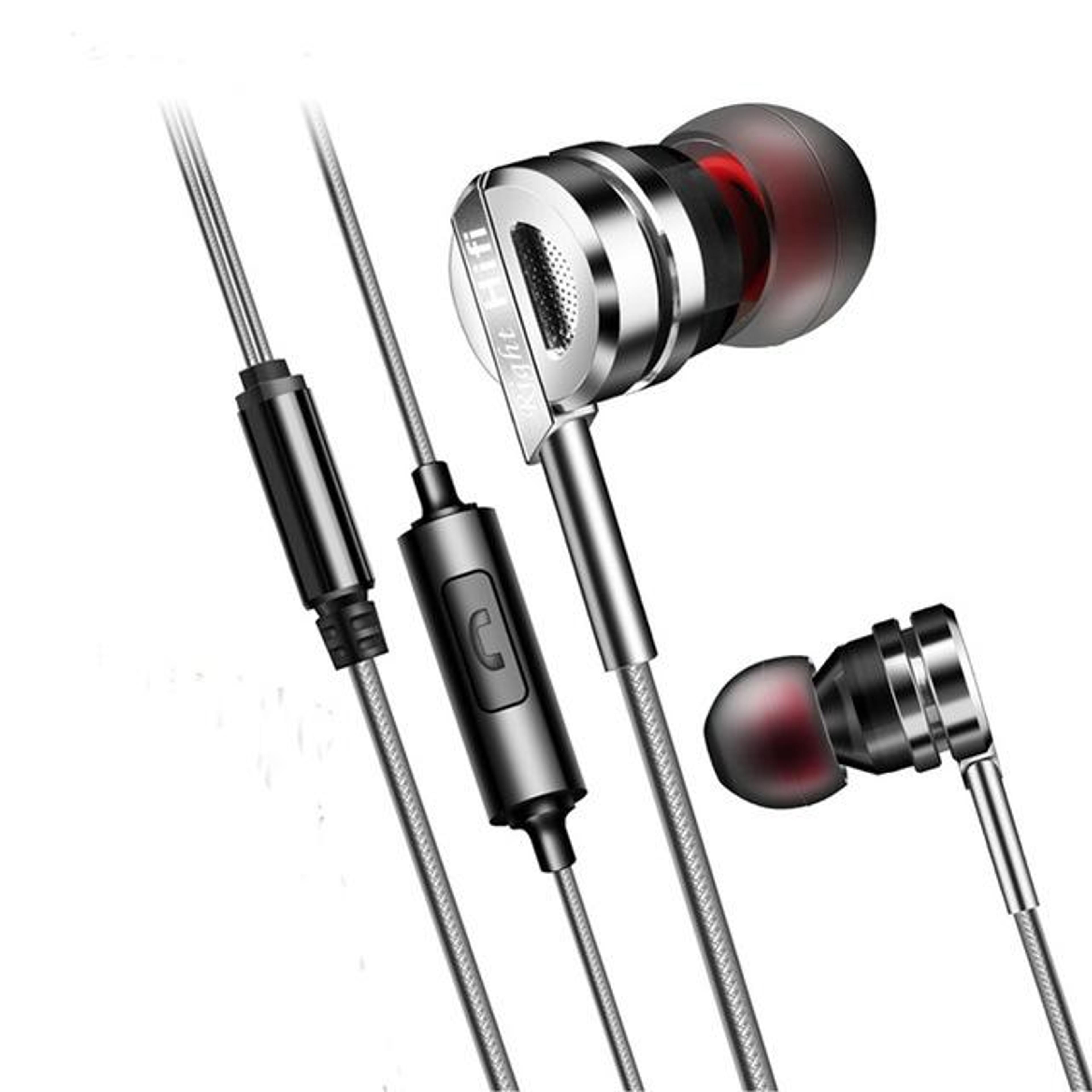 d05 metal stereo wired earbuds with mic and noise isolation for music & calls