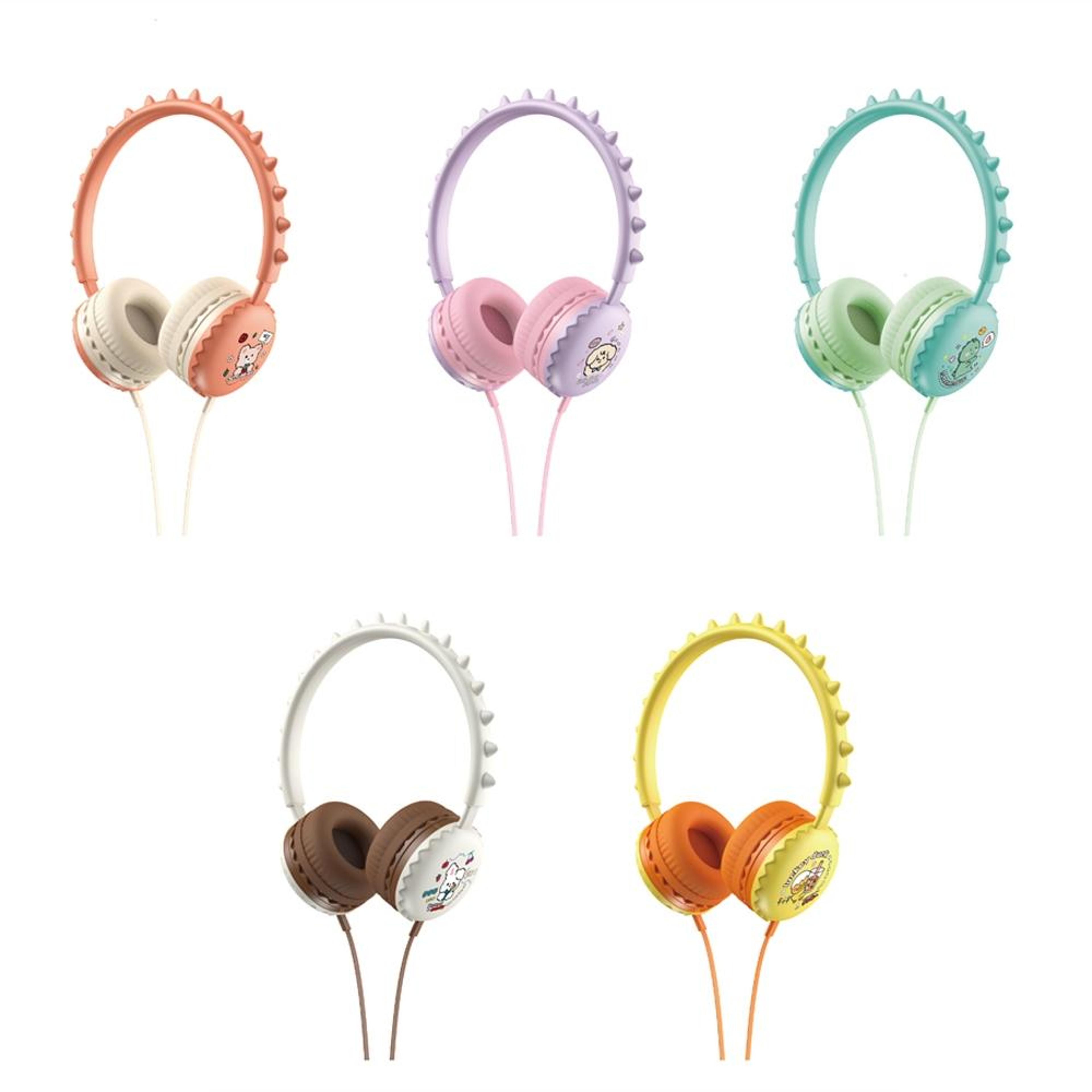 kids cartoon wired headphones with mic & bass sound for school, travel & tablets
