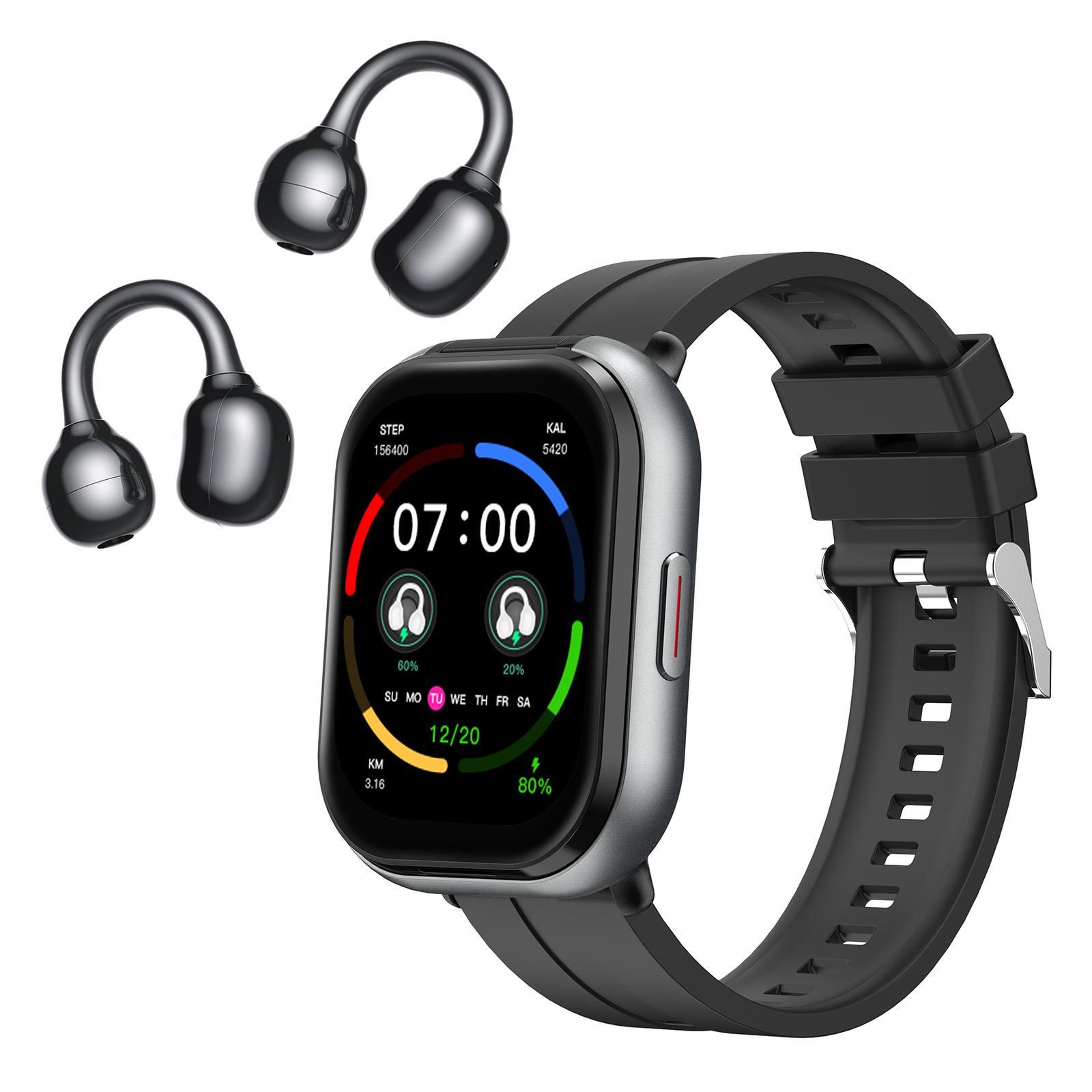 d12 smartwatch earbuds combo with bluetooth calling & health tracking