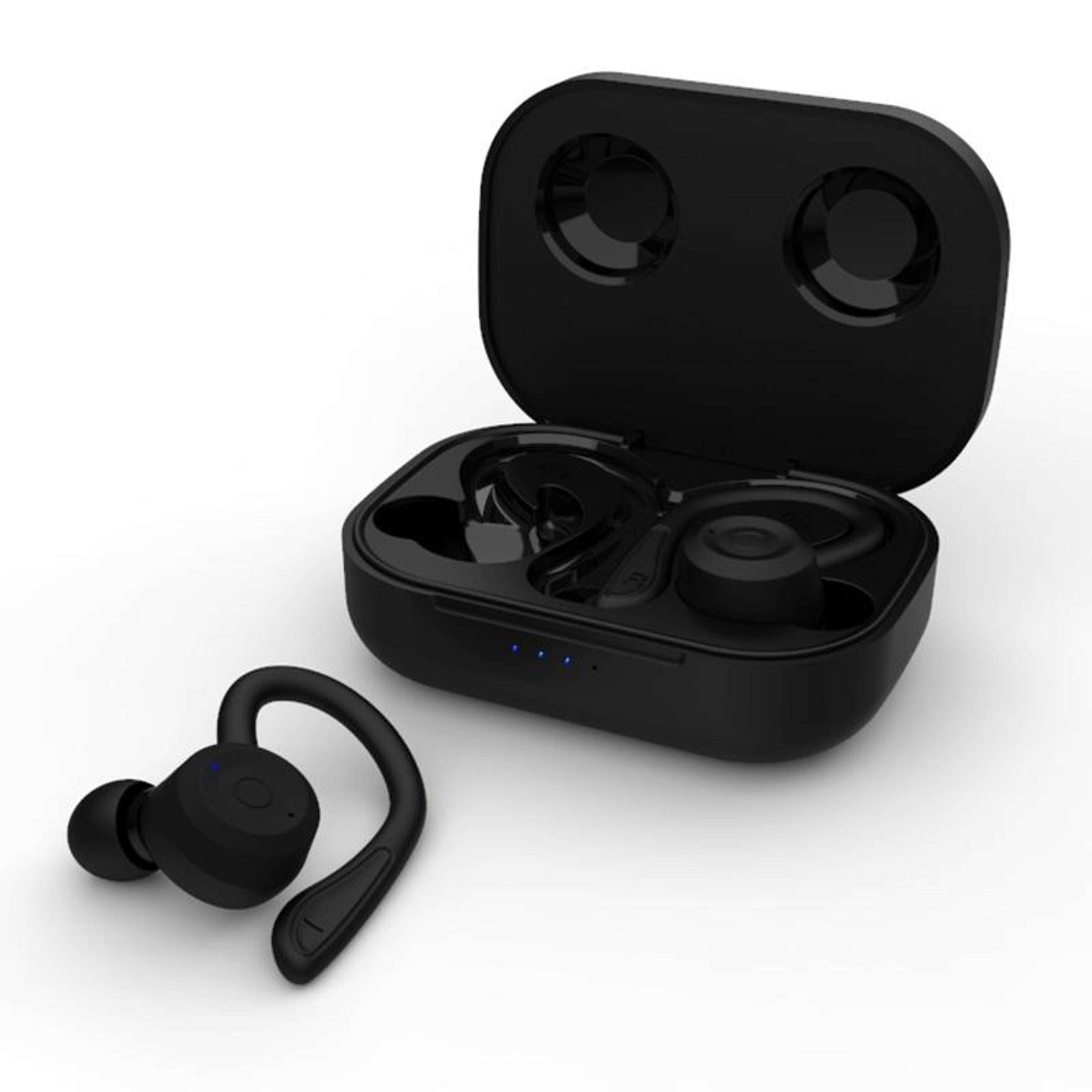 t20 bluetooth 5.0 sports earbuds with ear hooks, deep bass & ipx6 waterproof charging case