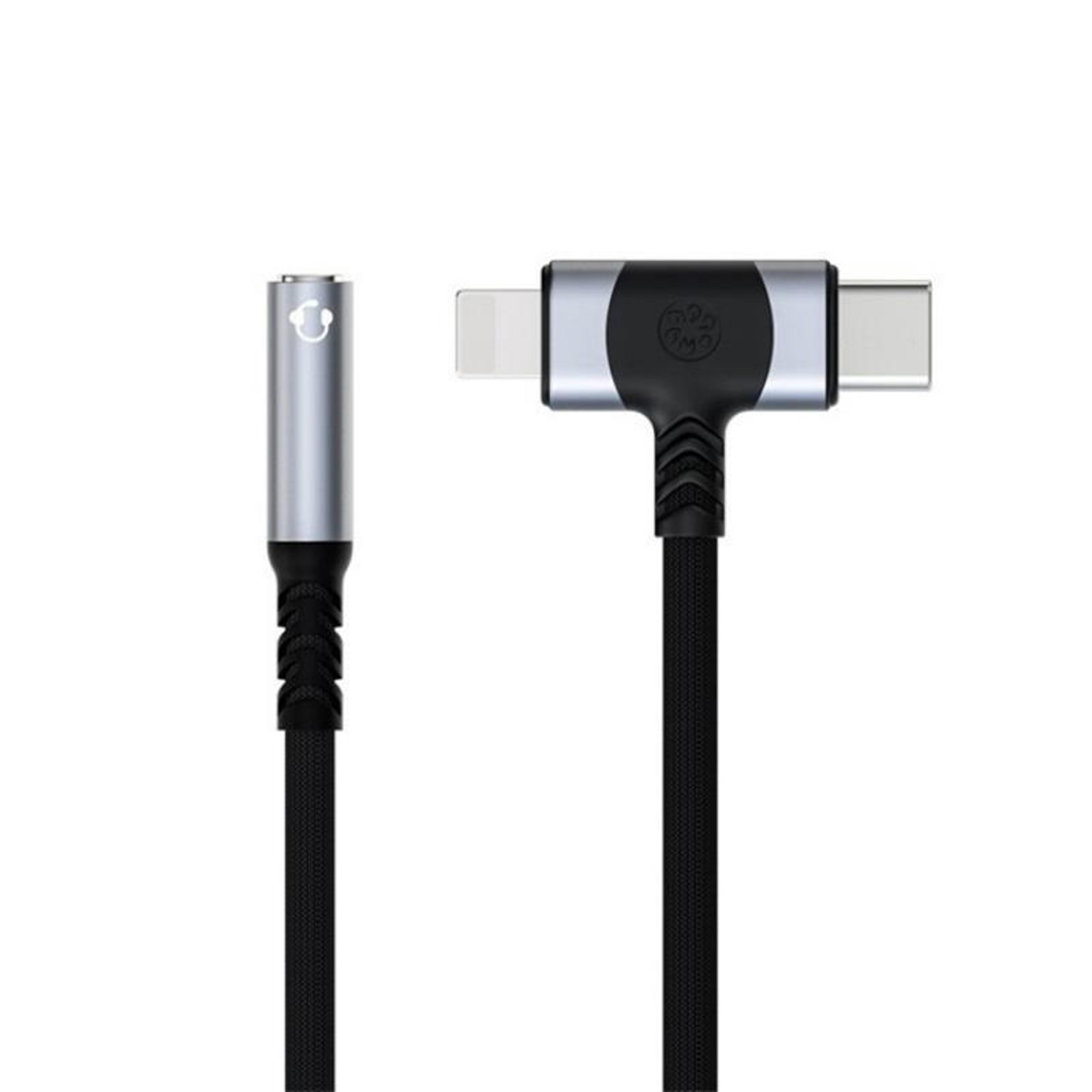 usb c & lightning to 3.5mm headphone adapter with dac audio and braided cable
