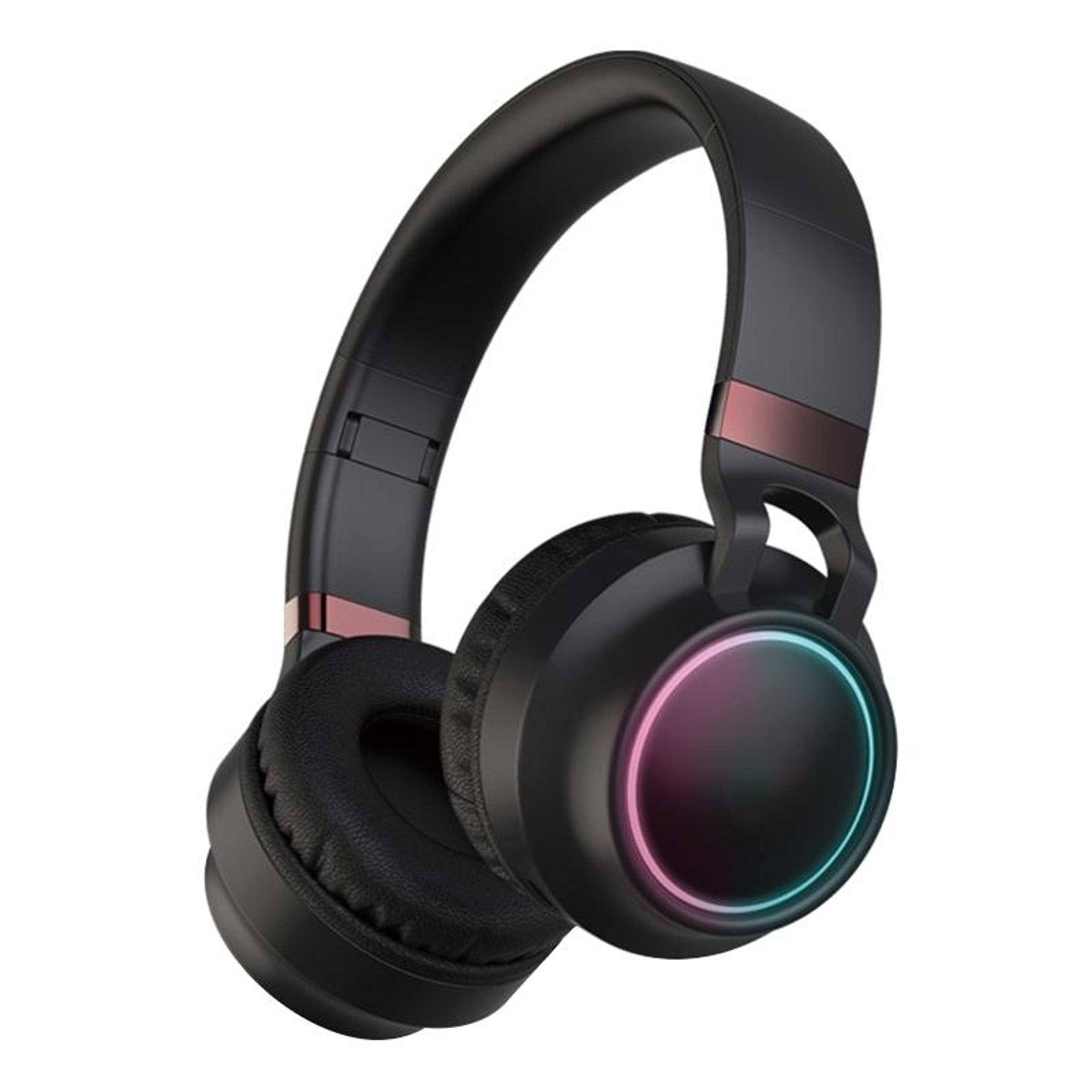 glowbeat rgb bluetooth headphones with hifi stereo sound, foldable wireless gaming headset
