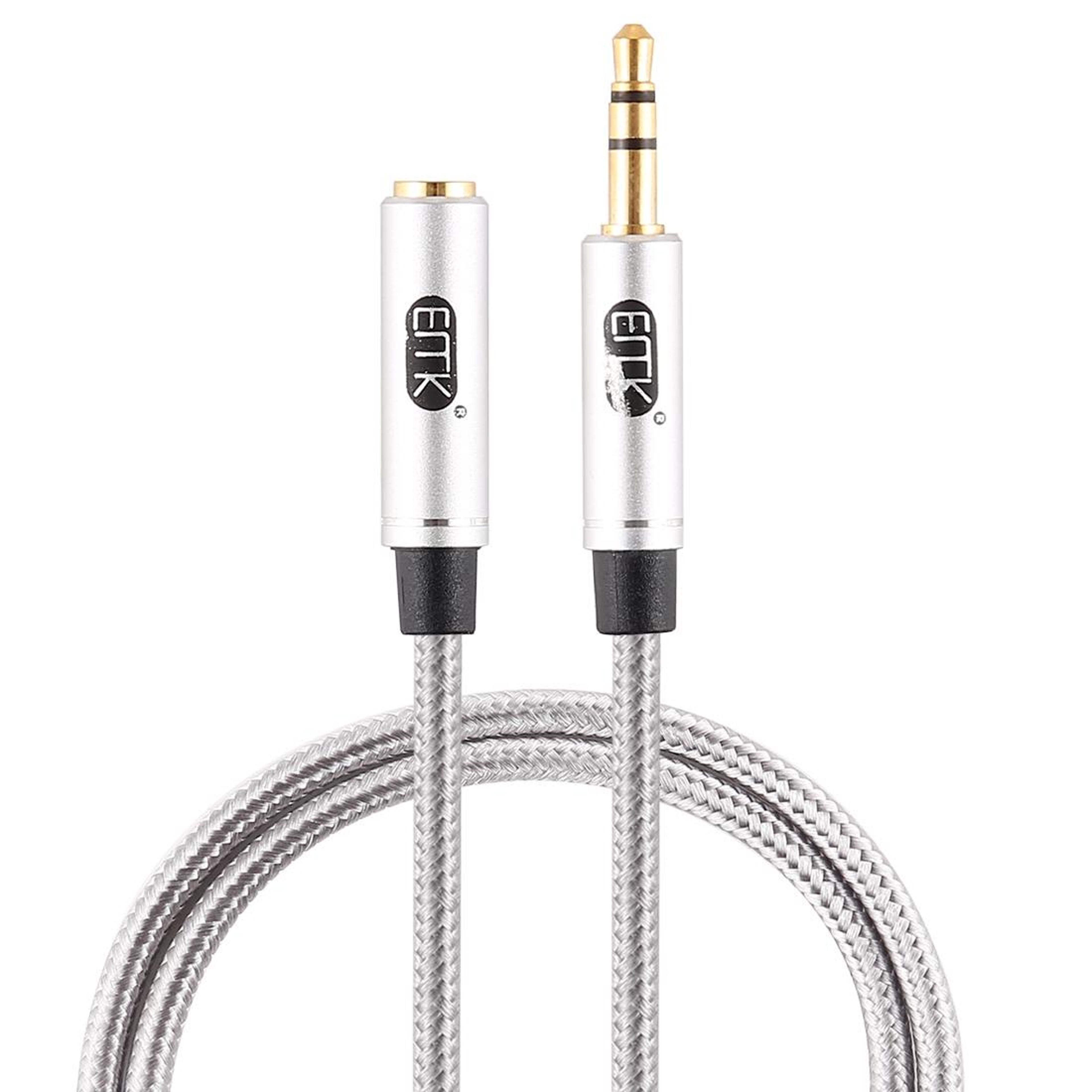 emk braided 3.5mm audio extension cable with gold plated connector for headphones, speakers & laptops