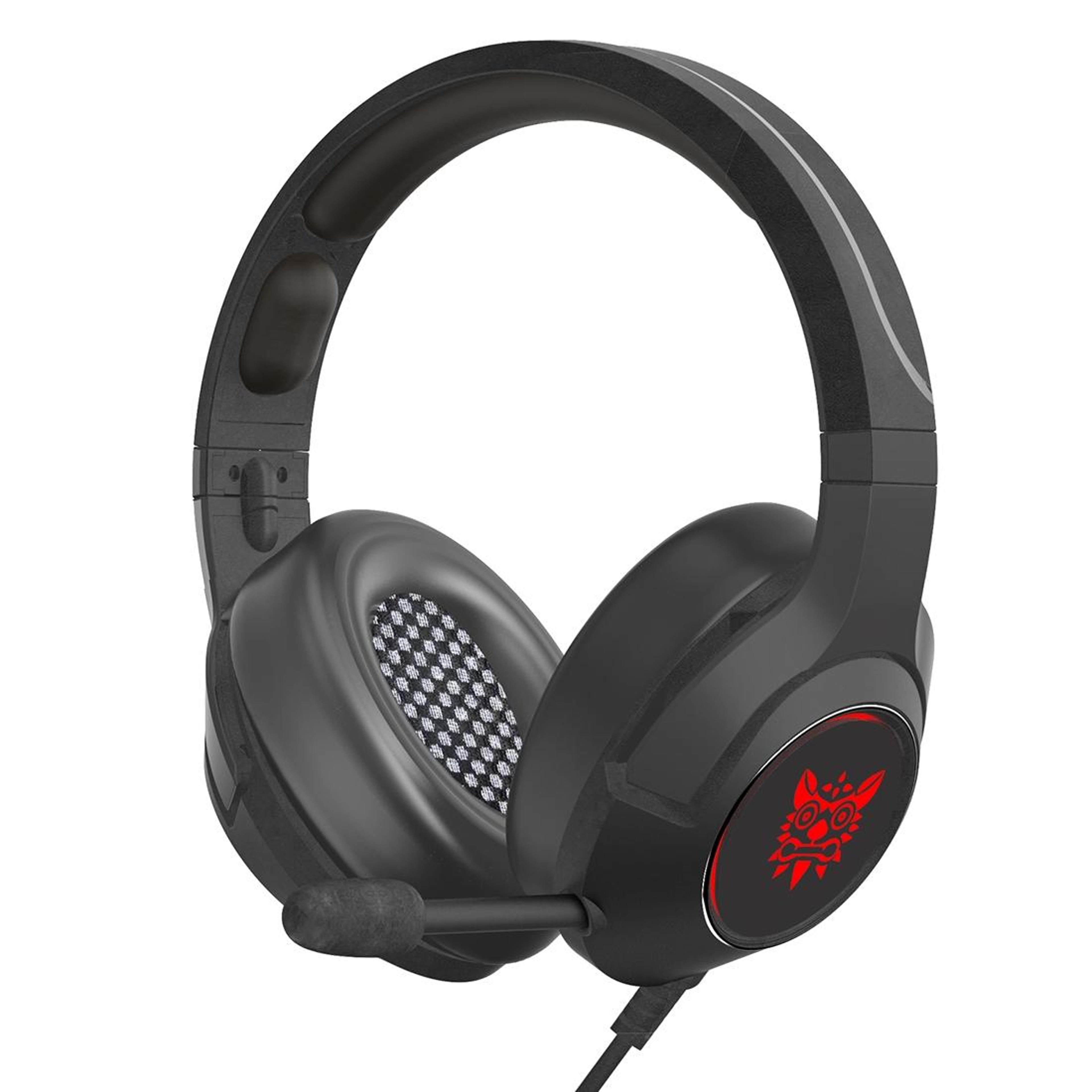 onikuma k9 gaming headset with rgb lights, noise-reducing mic & surround sound for pc and console