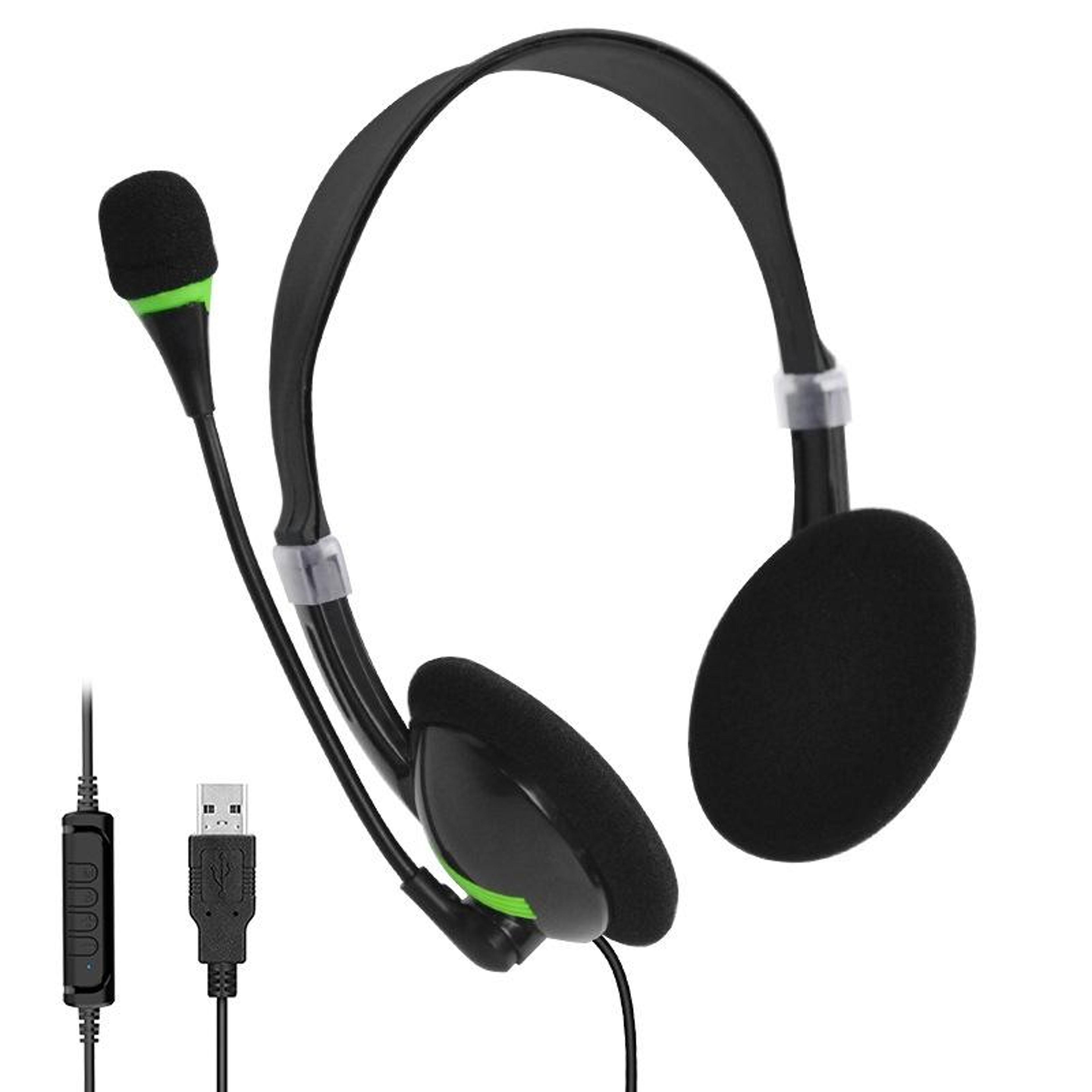 usb wired computer headset with microphone & inline controls for pc calls, music & online meetings