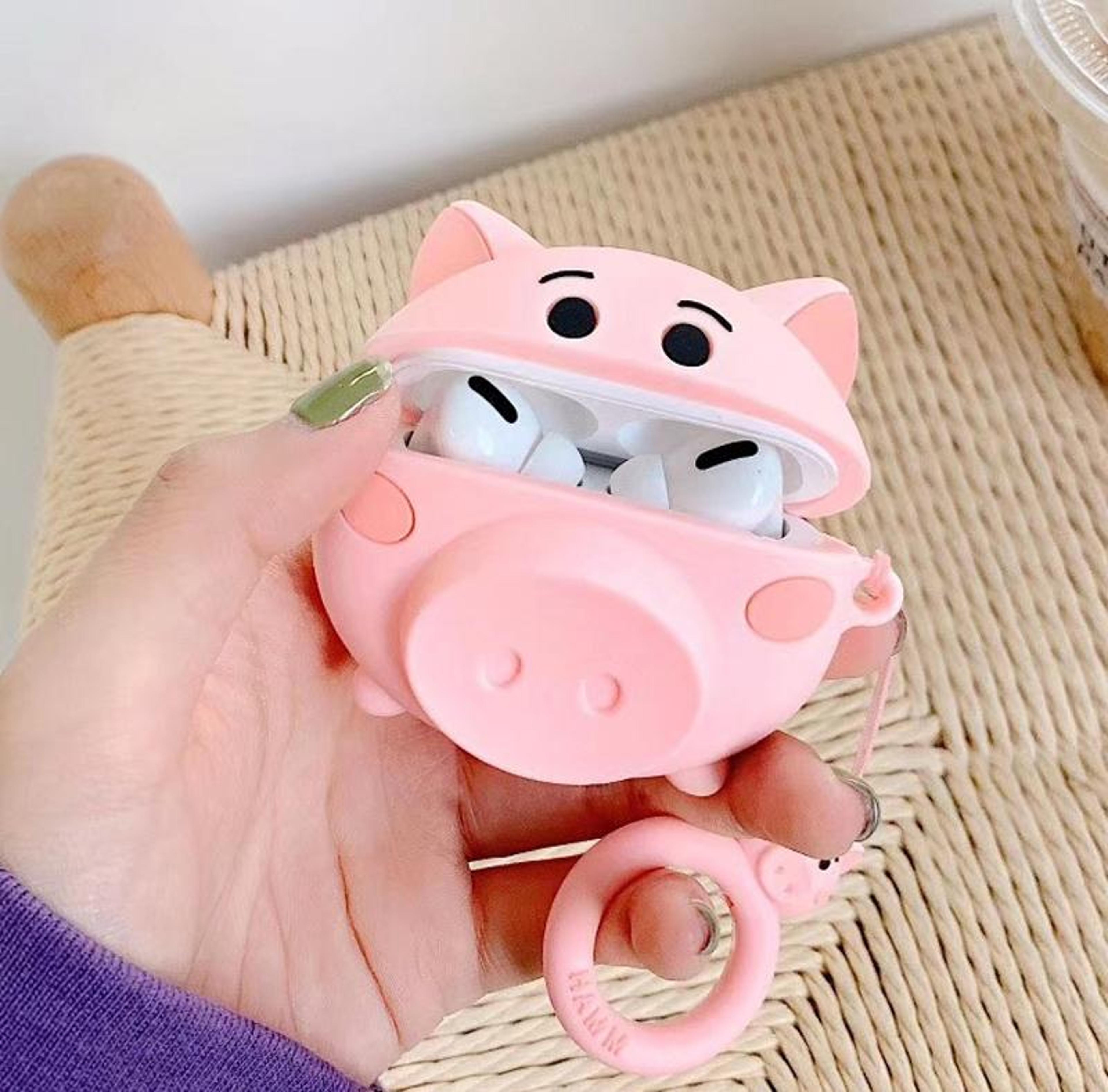 cute 3d pig airpods pro case cover with charging access shockproof silicone protector